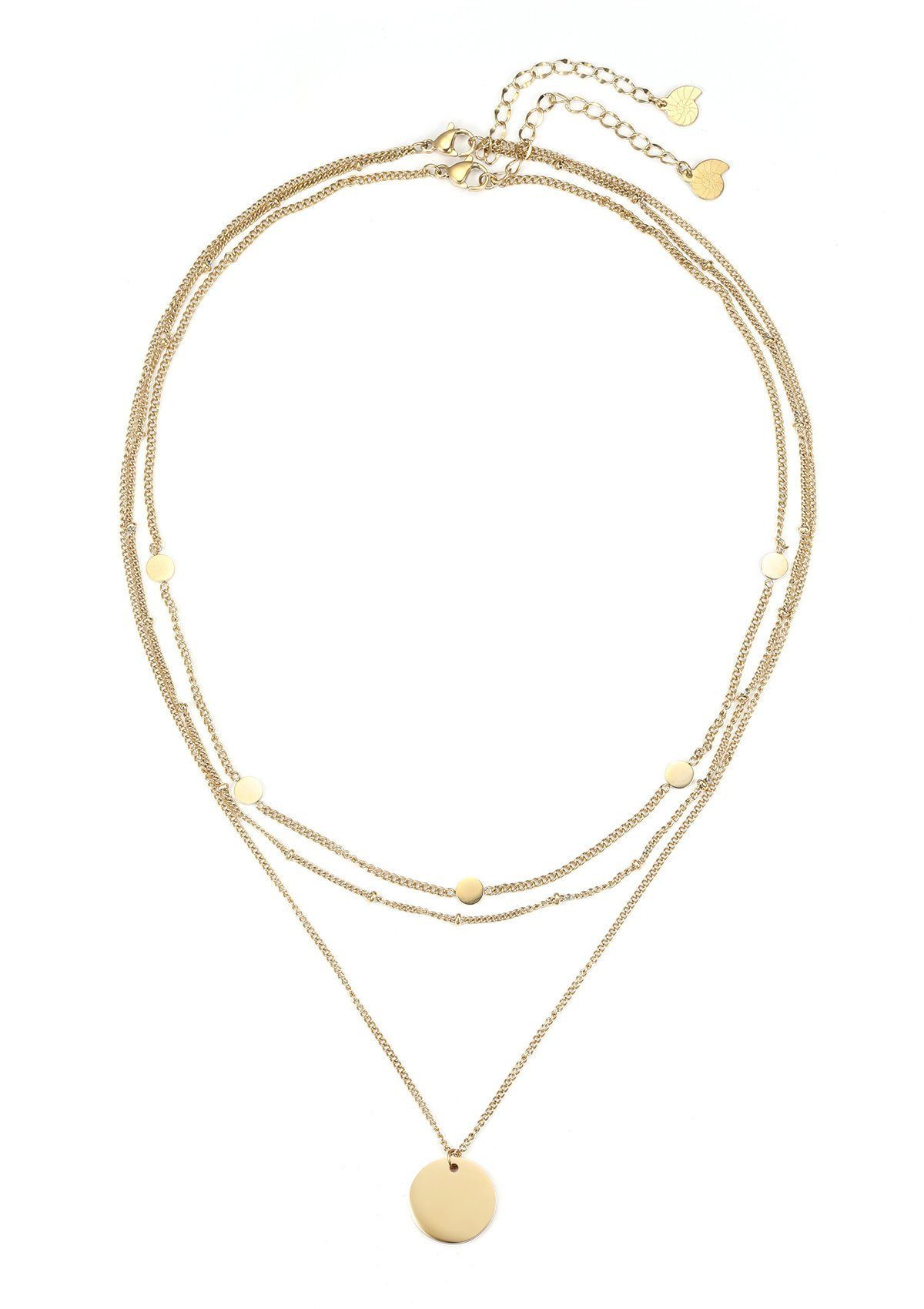 Hey Happiness Collier-Set Geo Plättchen Kette in Set, Layer Edelstahlkette, Vergoldet 18K, 2 Layering Ожерелья mit Plättchen