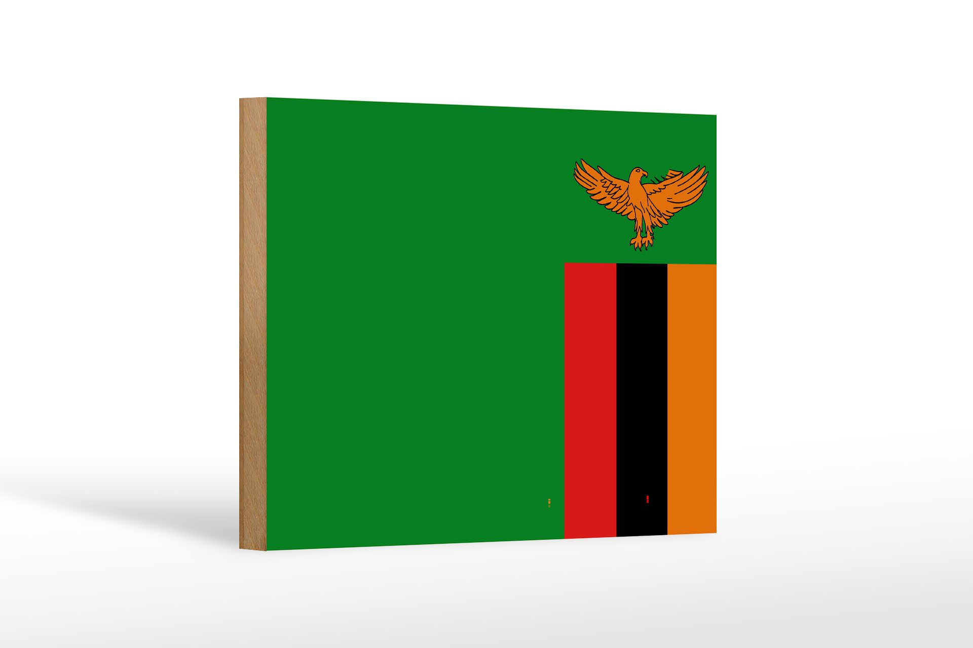 Femer GmbH Holzbild Flagge Sambias 18x12 cm Flag of Zambia, Flaggen (1 St), Glatte Holzfaserplatte (MDF), vorn beschichtet