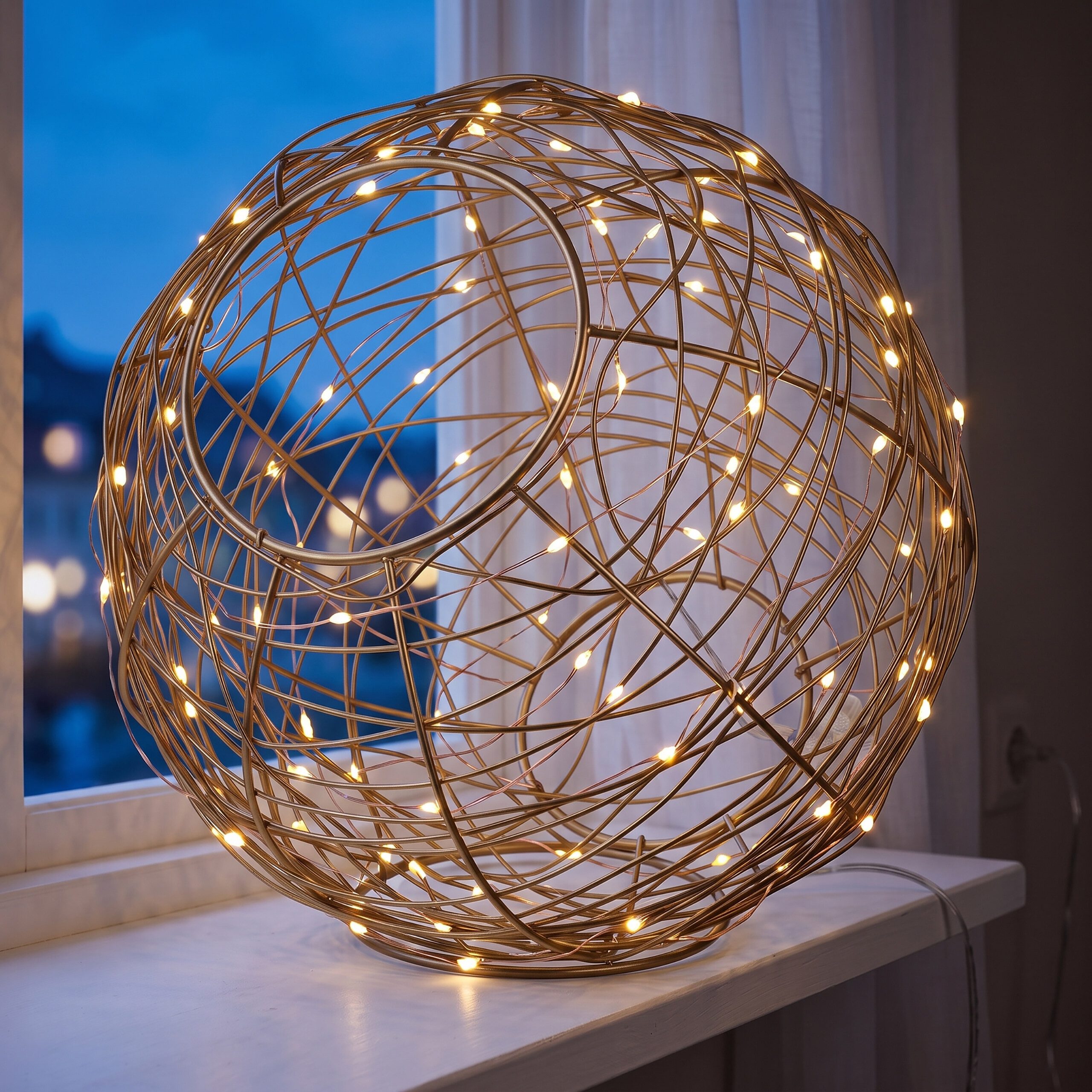 relaxdays LED Kugelleuchte LED Dekokugel 20 cm, Automatische Abschaltung nach 6 Stunden, warmweiße LEDs, warmweiß, gold – Bild 3 von 5