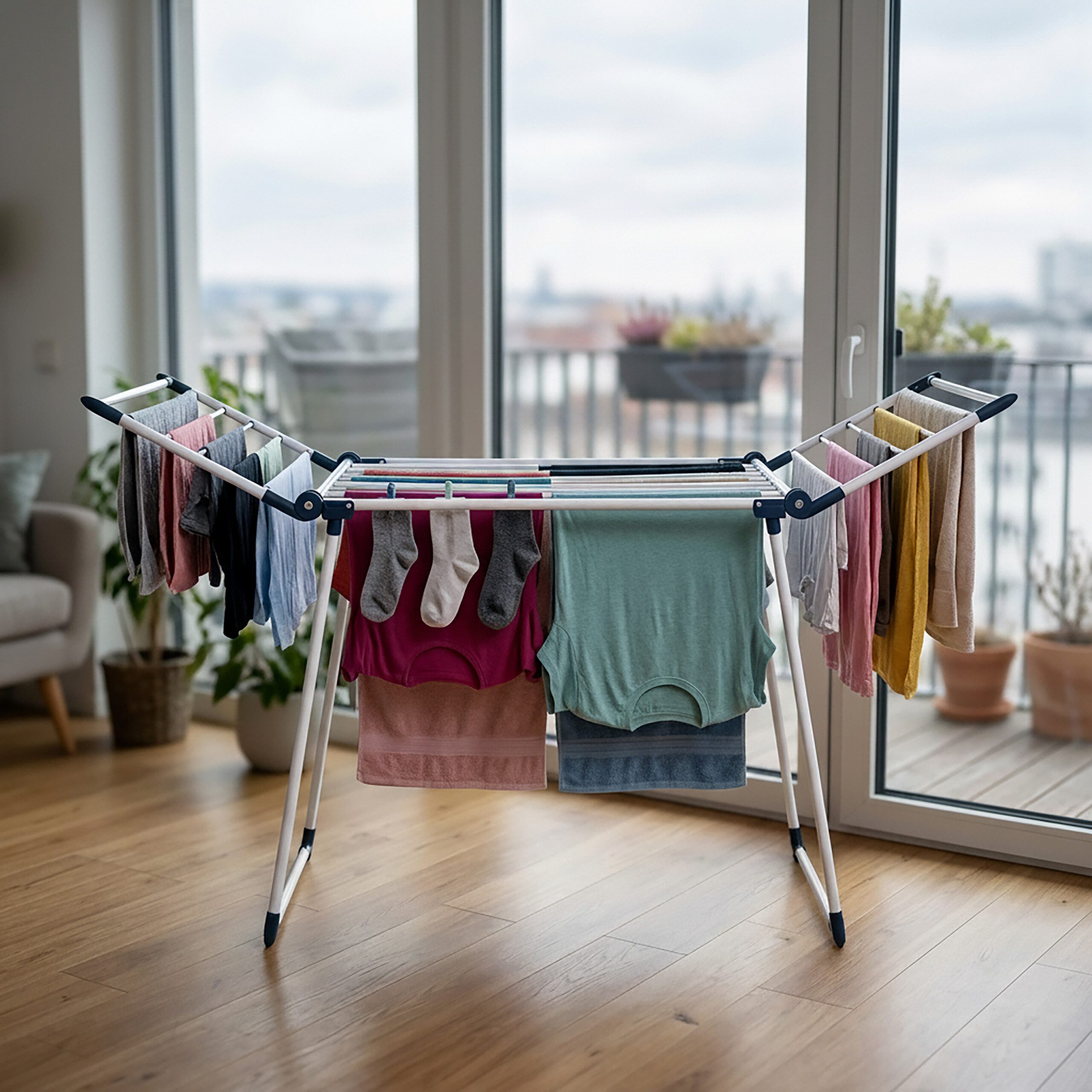 relaxdays Wäscheständer Klappbarer Wäscheständer mit Flügeln