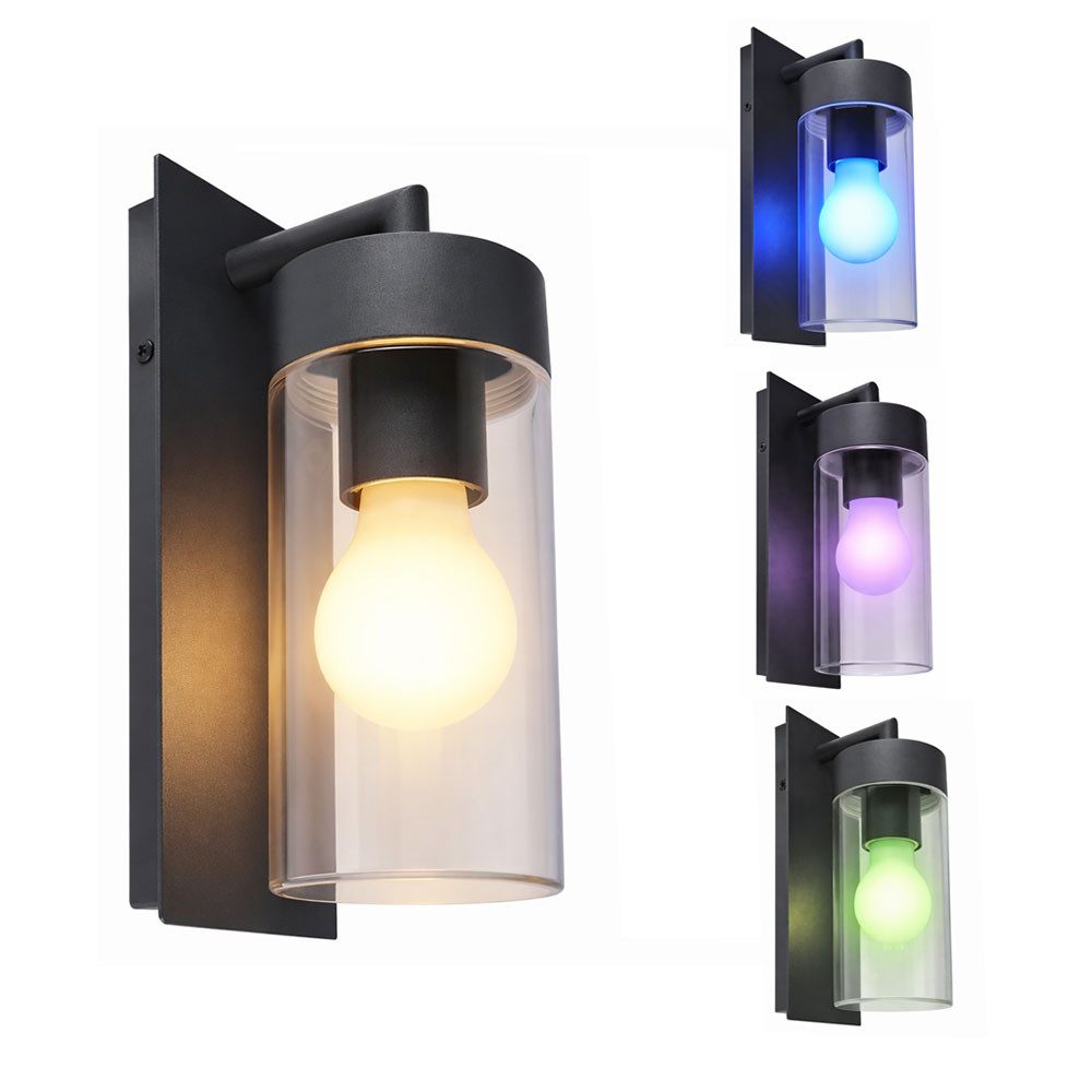 GLOBO LIGHTING LED Außen-Wandleuchte, Leuchtmittel inklusive, Warmweiß, Farbwechsel, Außenwandlampe Terrassenlampe dimmbar Fernbedienung RGB LED H 25 cm. € 54,99