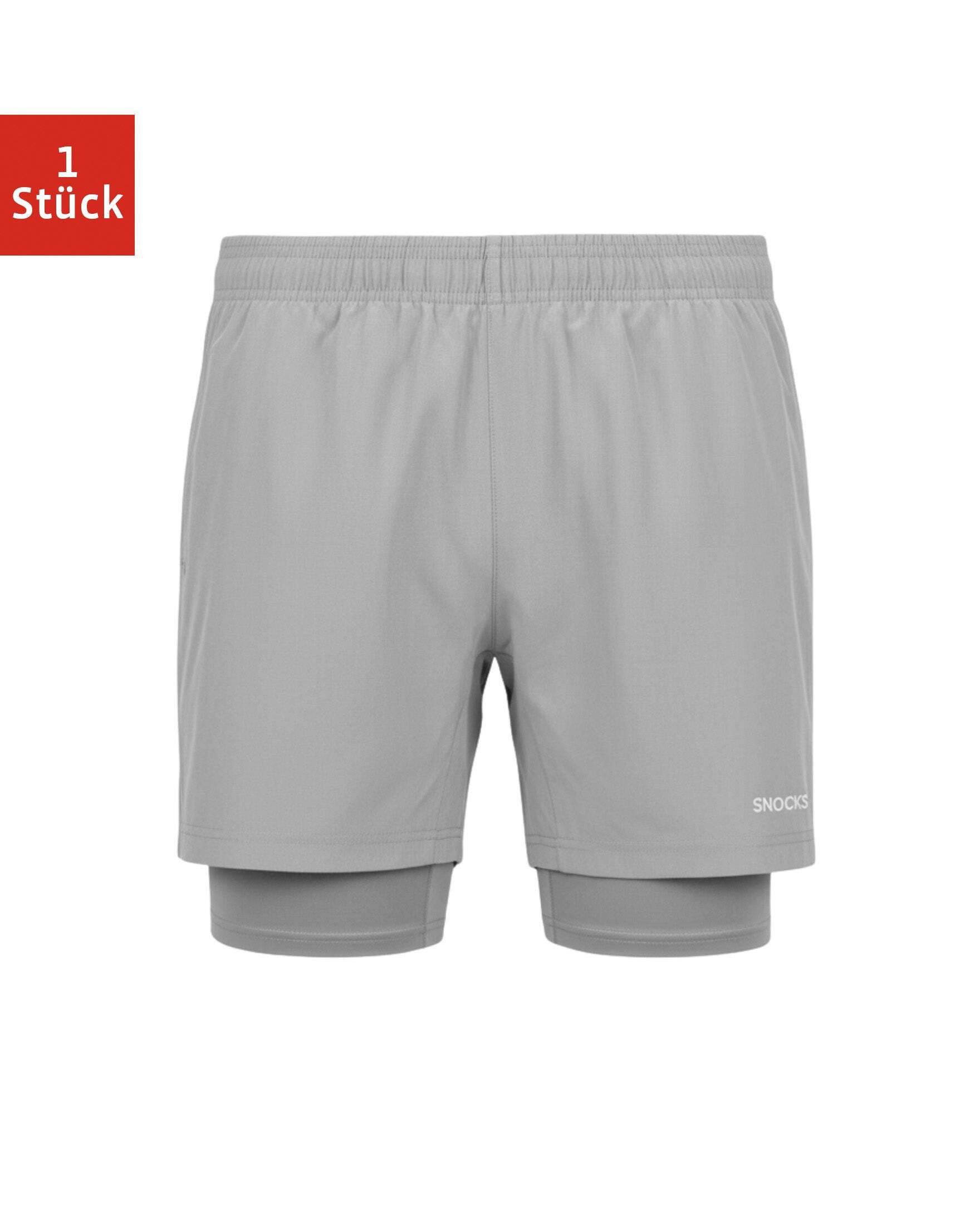 SNOCKS Trainingsshorts 2 in 1 Sportshorts Herren (1-tlg) Trainingsshorts mit Reißverschlusstaschen