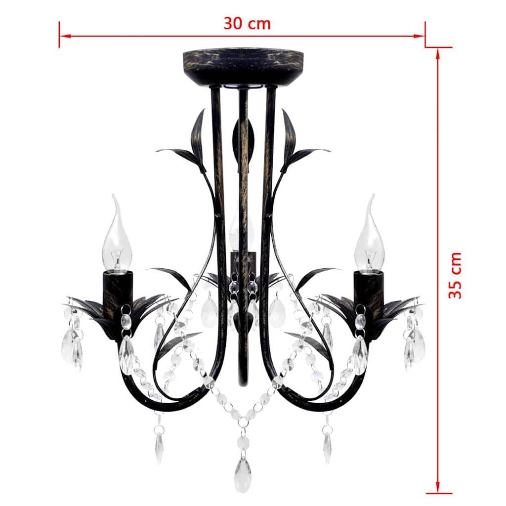 vidaXL Kronleuchter Decknlampe Art Novau mit Kristallperlen 3 x E14, Kronleuchter mit Kristall 3-flammig Lüster Deckenleuchte Deckenlampe – Bild 4 von 4