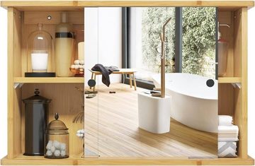 EUGAD Badmöbel-Set, Badezimmerschrank mit Spiegelschrank, Bambus