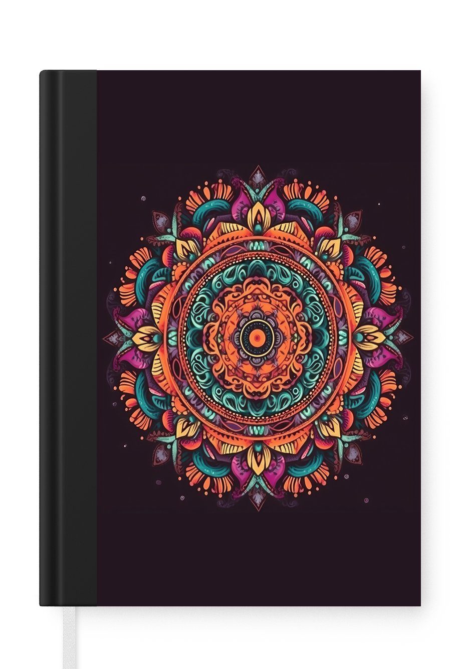 MuchoWow Notizbuch Mandala - Blumen - Hippie - Boho - Orange, Journal, Merkzettel, Tagebuch, Notizheft, A5, 98 Seiten, Haushaltsbuch