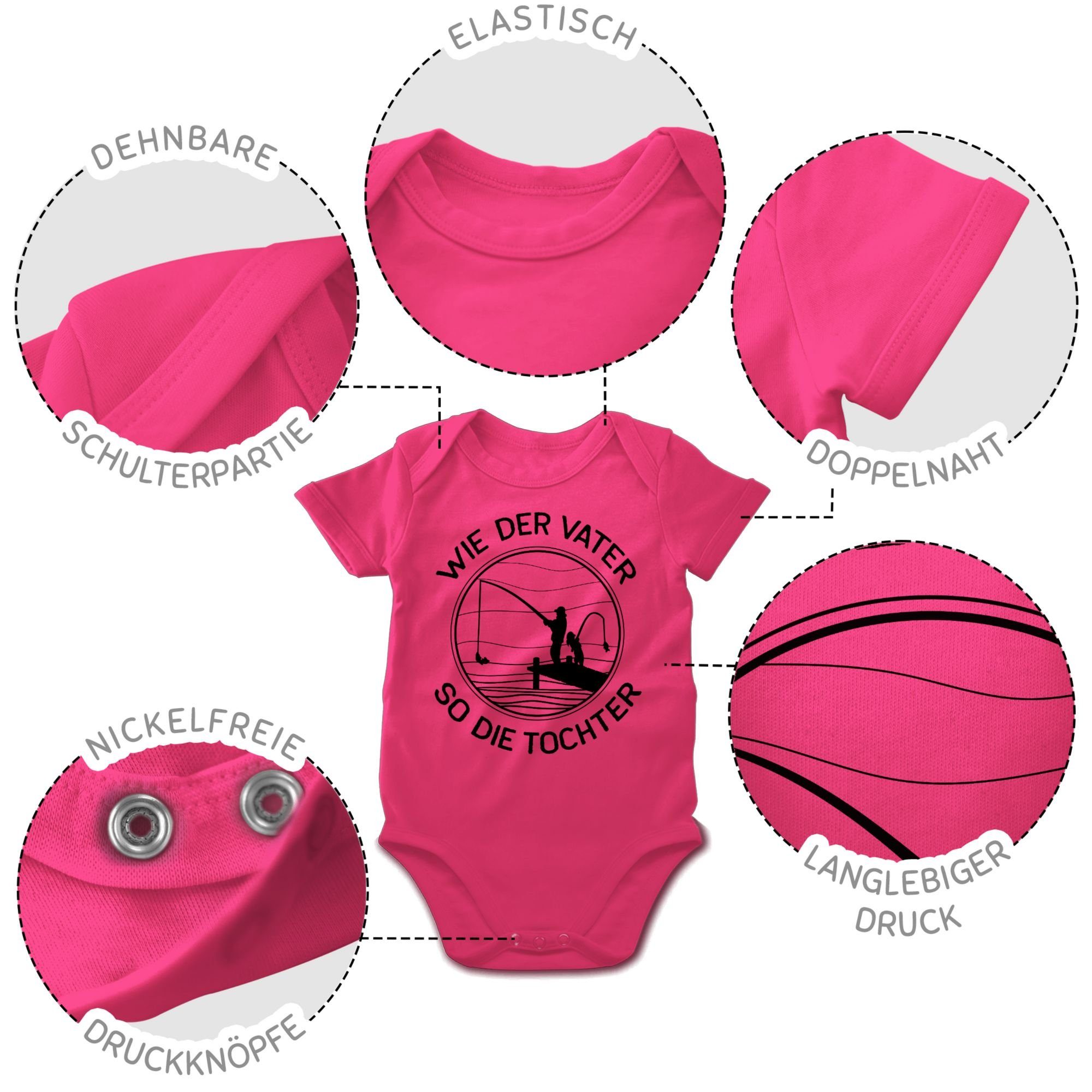 Shirtbody Vatertag Geschenk - angeln 2 der Shirtracer Wie Tochter Fuchsia Angler Vater Fishing die so Baby