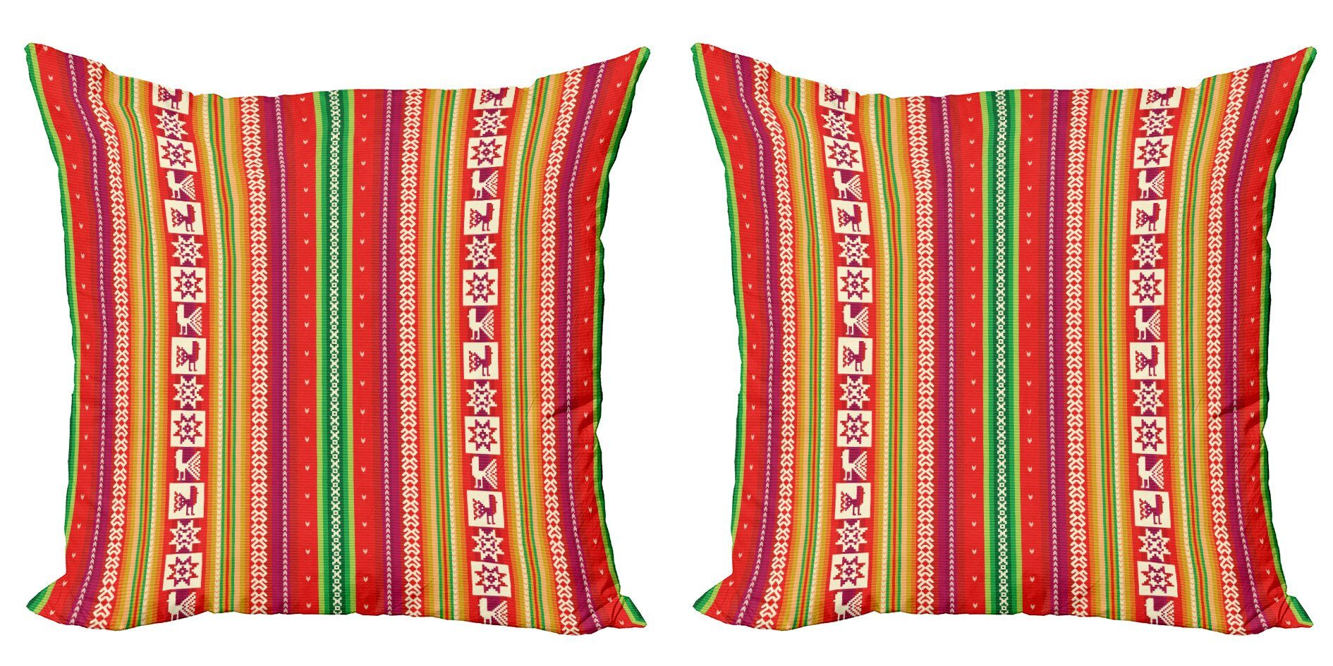 (2 Digitaldruck, Stück), Doppelseitiger Aztec Abakuhaus Modern Accent amerikanische Kissenbezüge Bunt