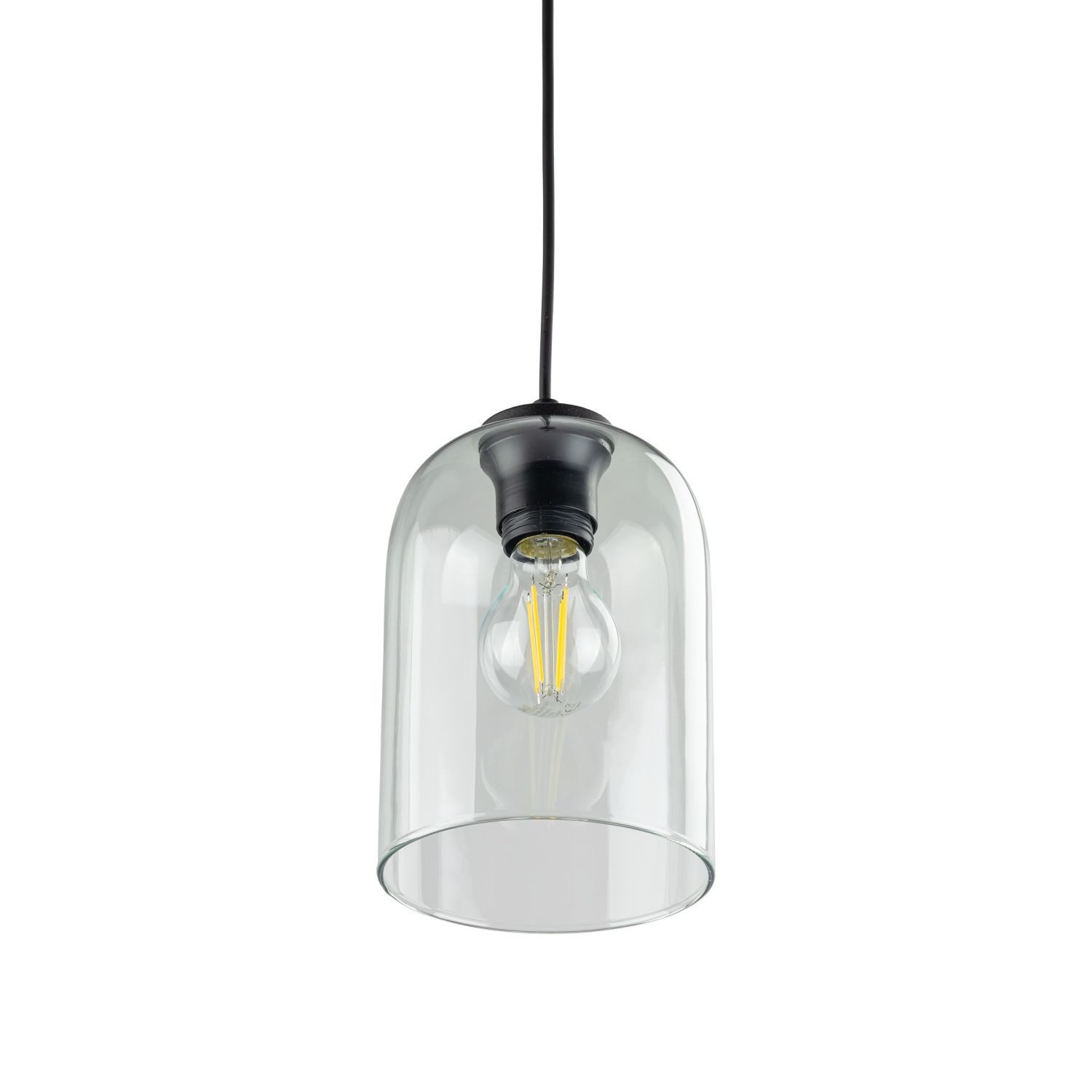Licht-Erlebnisse Pendelleuchte LUNEX, ohne Leuchtmittel, Metall Glas E27 Ø 14 cm rund H: max. 160 cm Schwarz Grün Modern