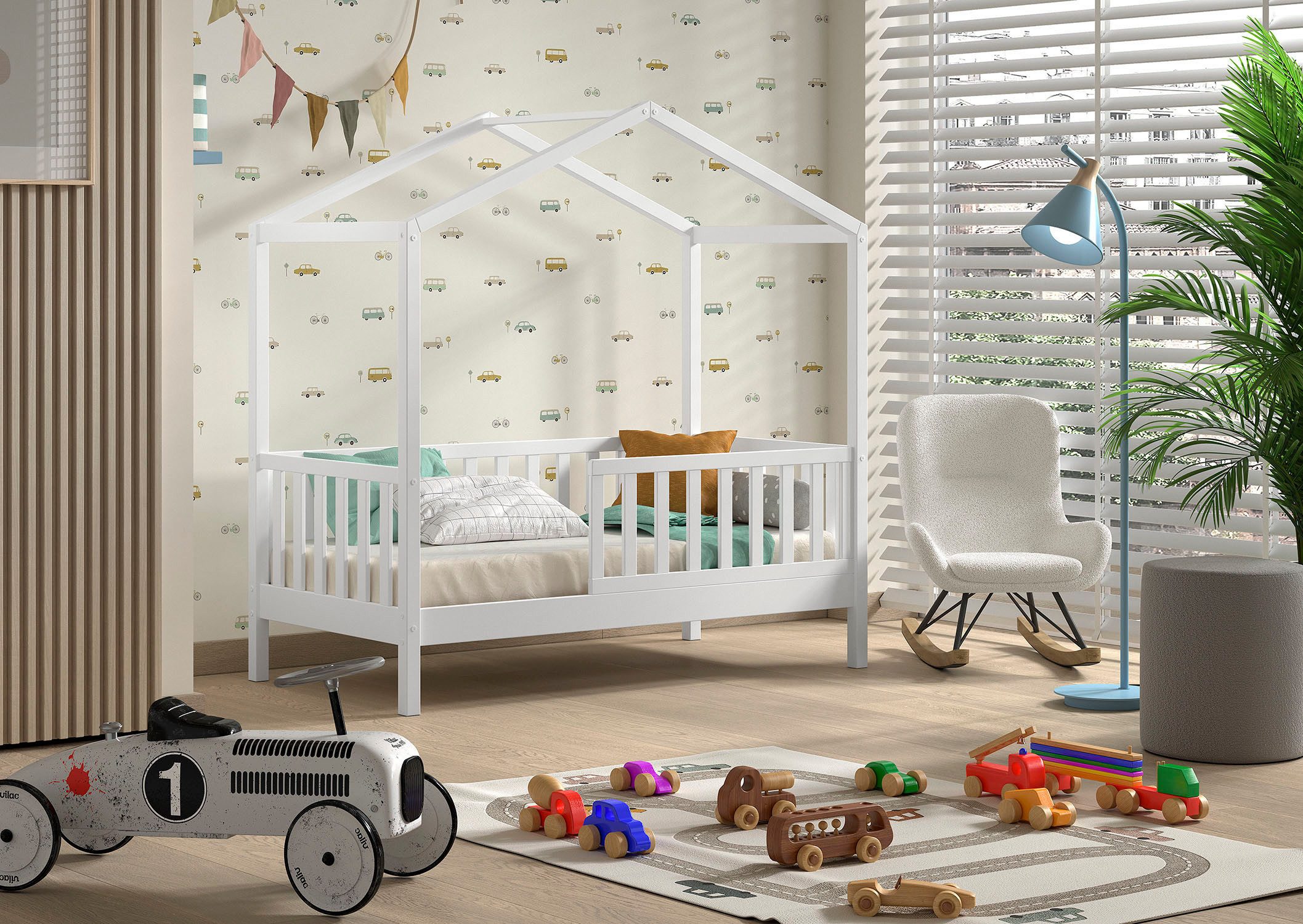 Hausbett Junior Hausbett 70/140, umlaufender Rausfallschutz, stabil gebaut