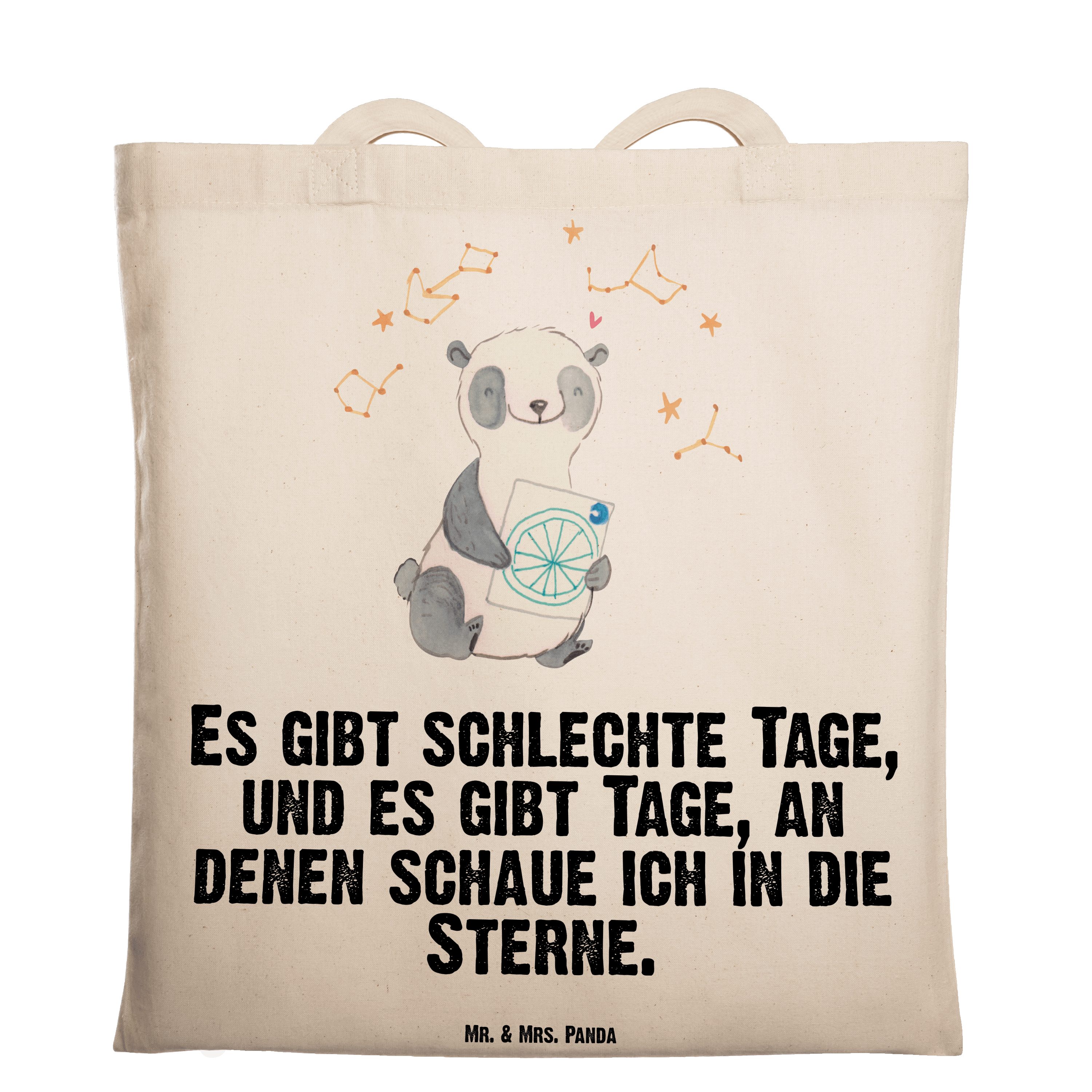 (1-tlg) - Mrs. & Juteb Tragetasche Tage Mr. - Astrologie Panda Transparent Einkaufstasche, Geschenk, Panda