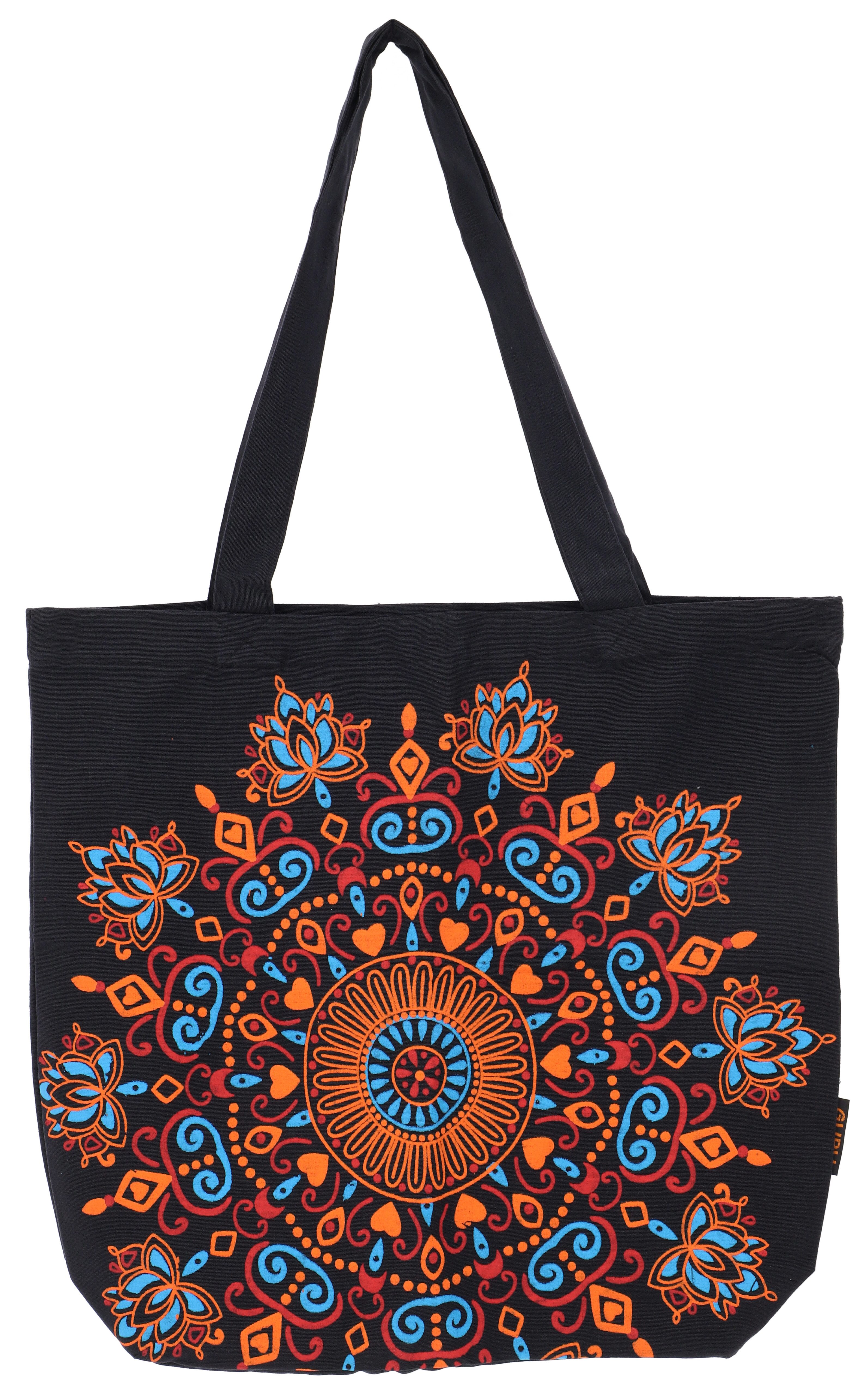 Guru-Shop Schultertasche Hochwertige Boho Canvas Shopper Tasche, Mandala..