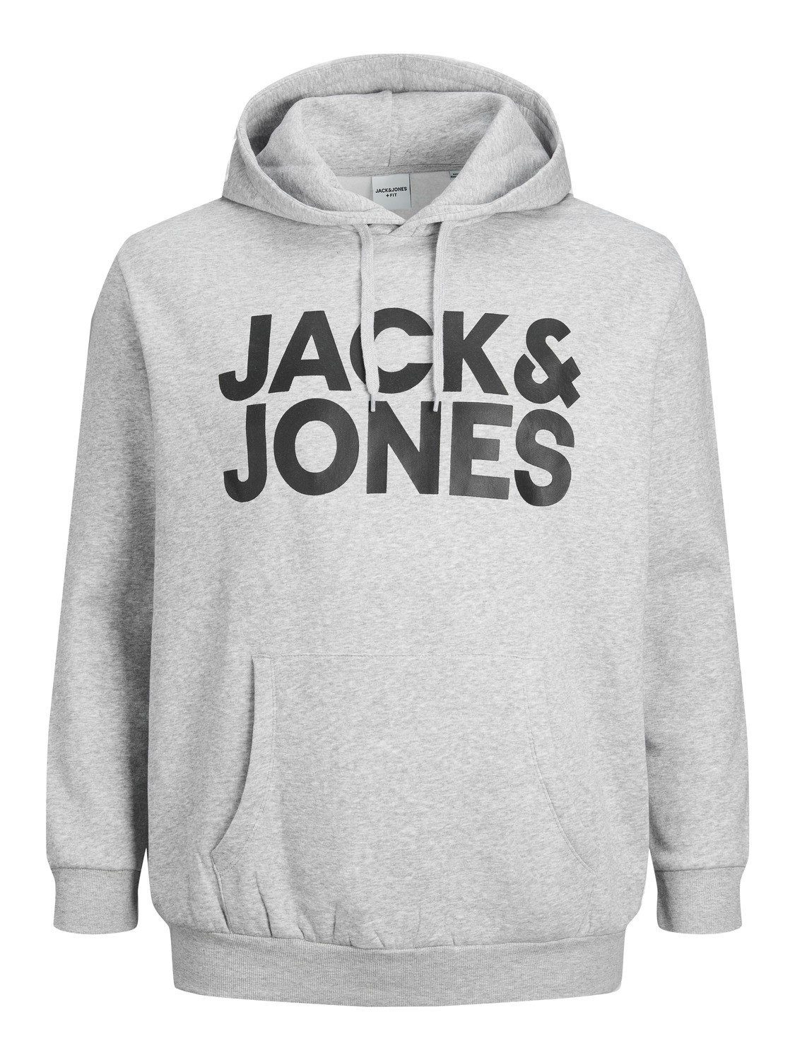 Jones LARGE Hoodie Baumwollmix PRINT aus Grey JJECORP Melange LOGO & 12163777 Light Jack