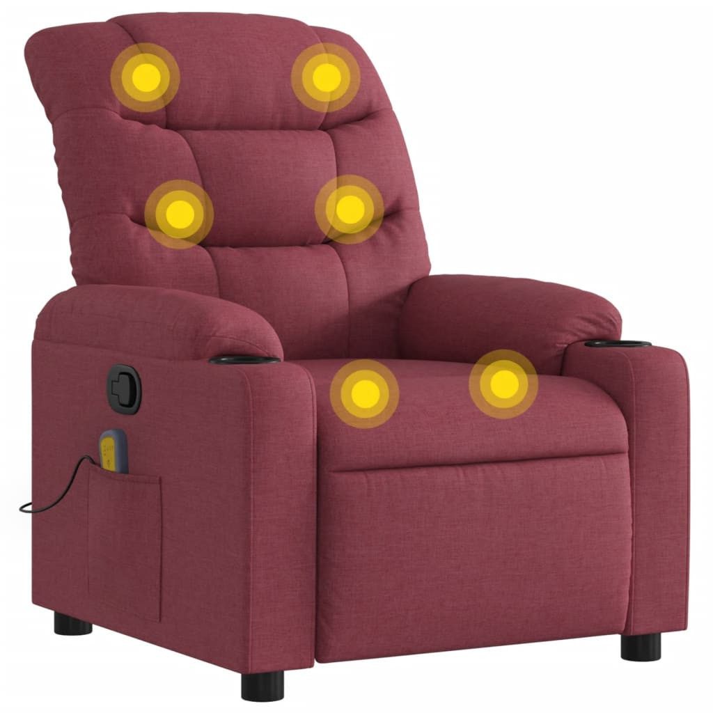 vidaXL Sessel Massagesessel Weinrot Stoff (1-St) günstig online kaufen