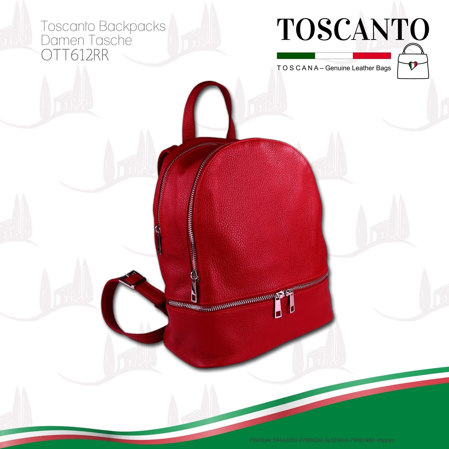 Toscanto Cityrucksack Toscanto Cityrucksack Freizeit (Cityrucksack), Damen Tasche Echtes Leder rot, Made-In Italy