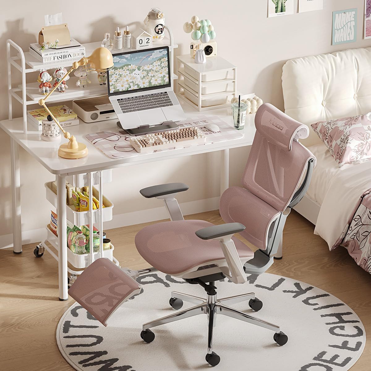 Musso Bürostuhl mit Rückenlehne, 4D-Armlehne, Kopfstütze & Fußstütze, Netz (1 St), Computerstuhl, Schreibtischstuhl, Gaming-Stuhl