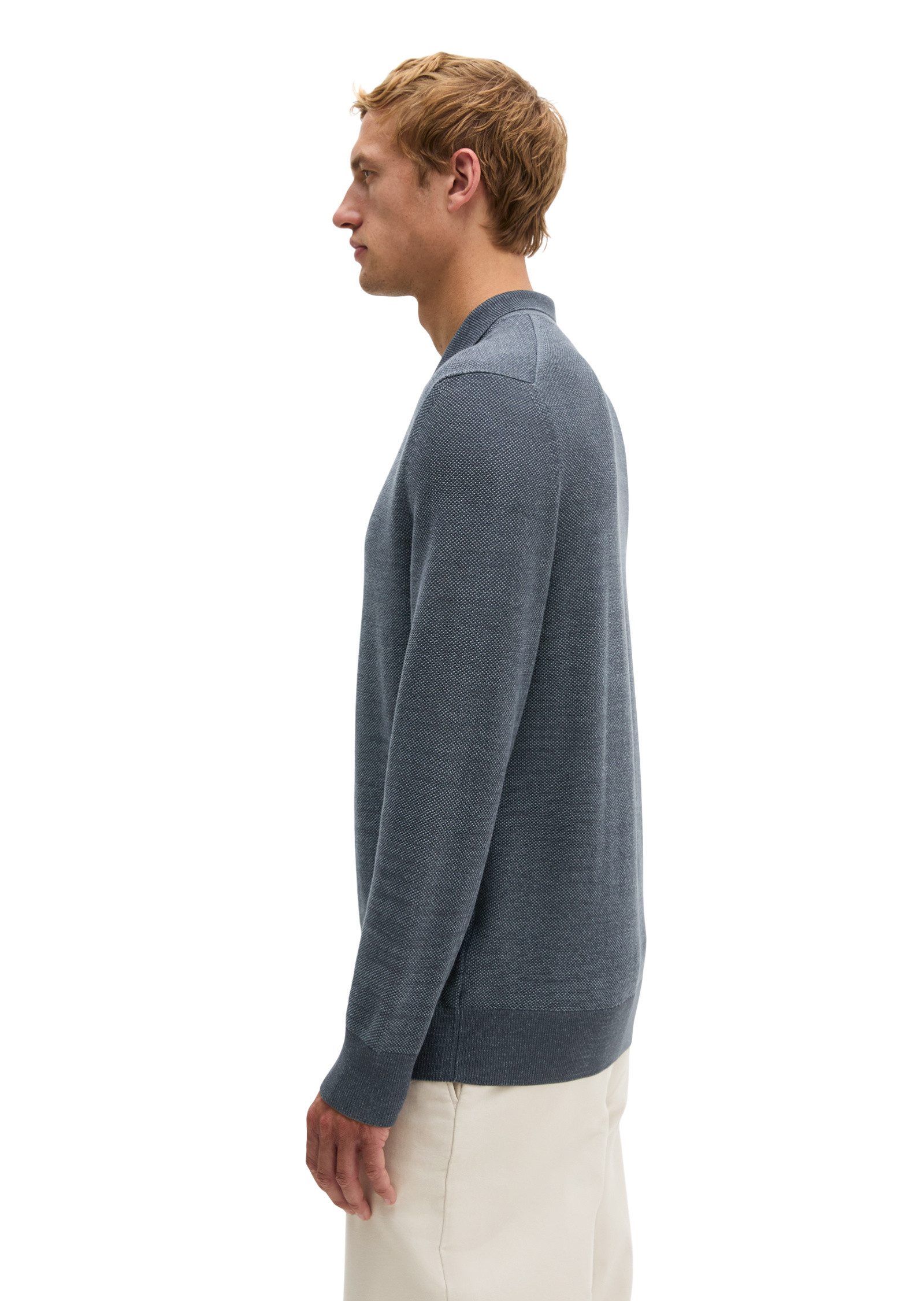 Marc O'Polo Langarm-Poloshirt aus reiner Bio-Baumwolle