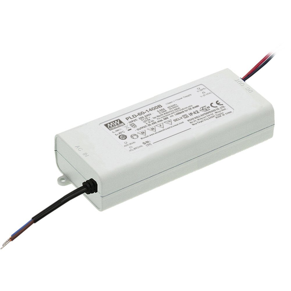 MW Mean Well PLD-60-1400B LED-Treiber Konstantstrom 60 W 1.4 A 25 - 4 LED Trafo