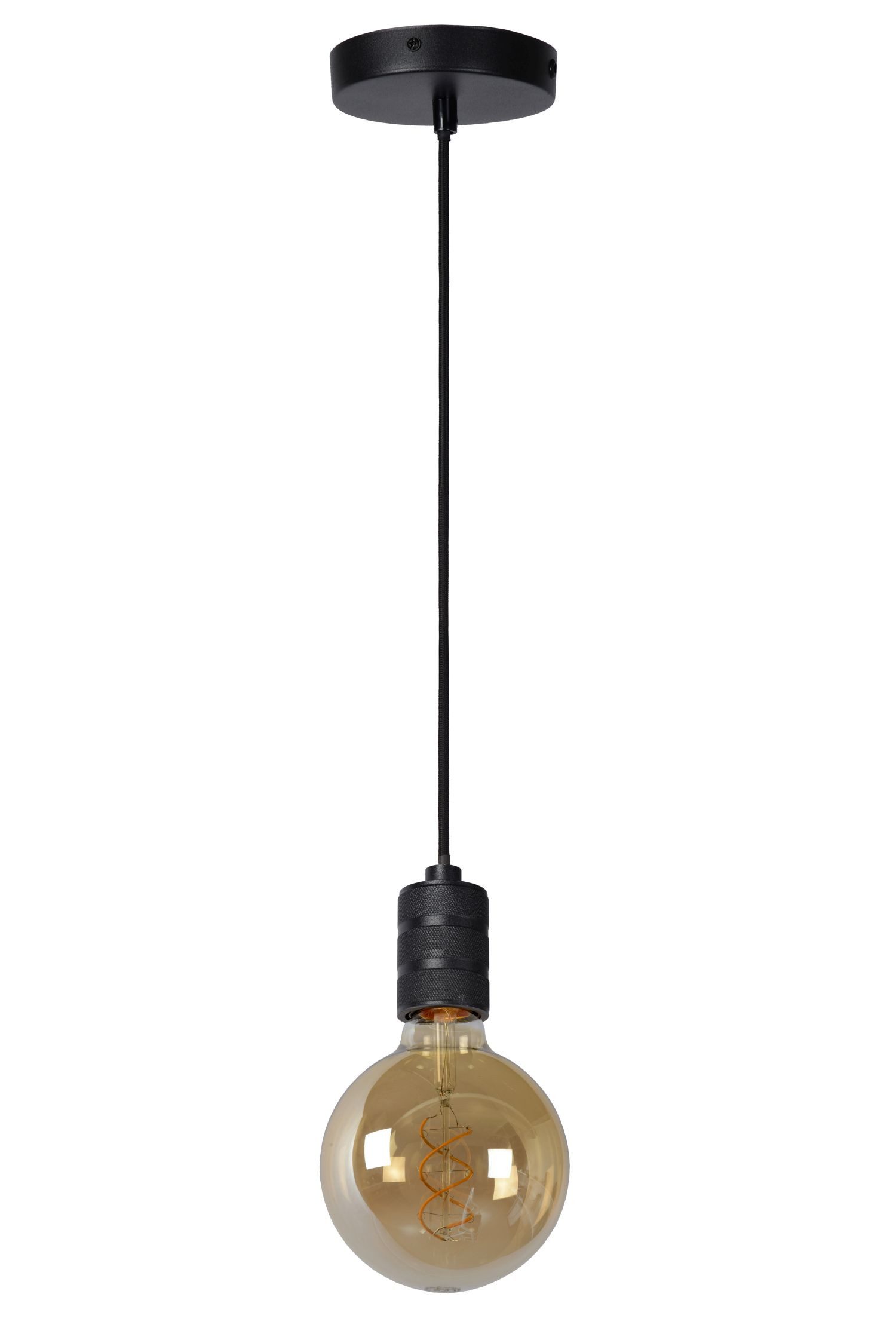 Licht-Erlebnisse Pendelleuchte NISAR, ohne Leuchtmittel, Metall E27 10 cm breit H: max. 140 cm Schwarz rund Vintage Design