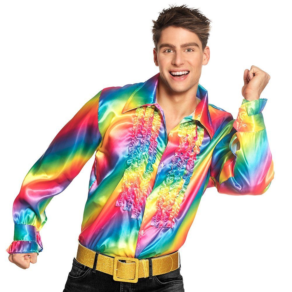 Boland T-Shirt Schlagerstar Rüschenhemd regenbogen 70er günstig online kaufen