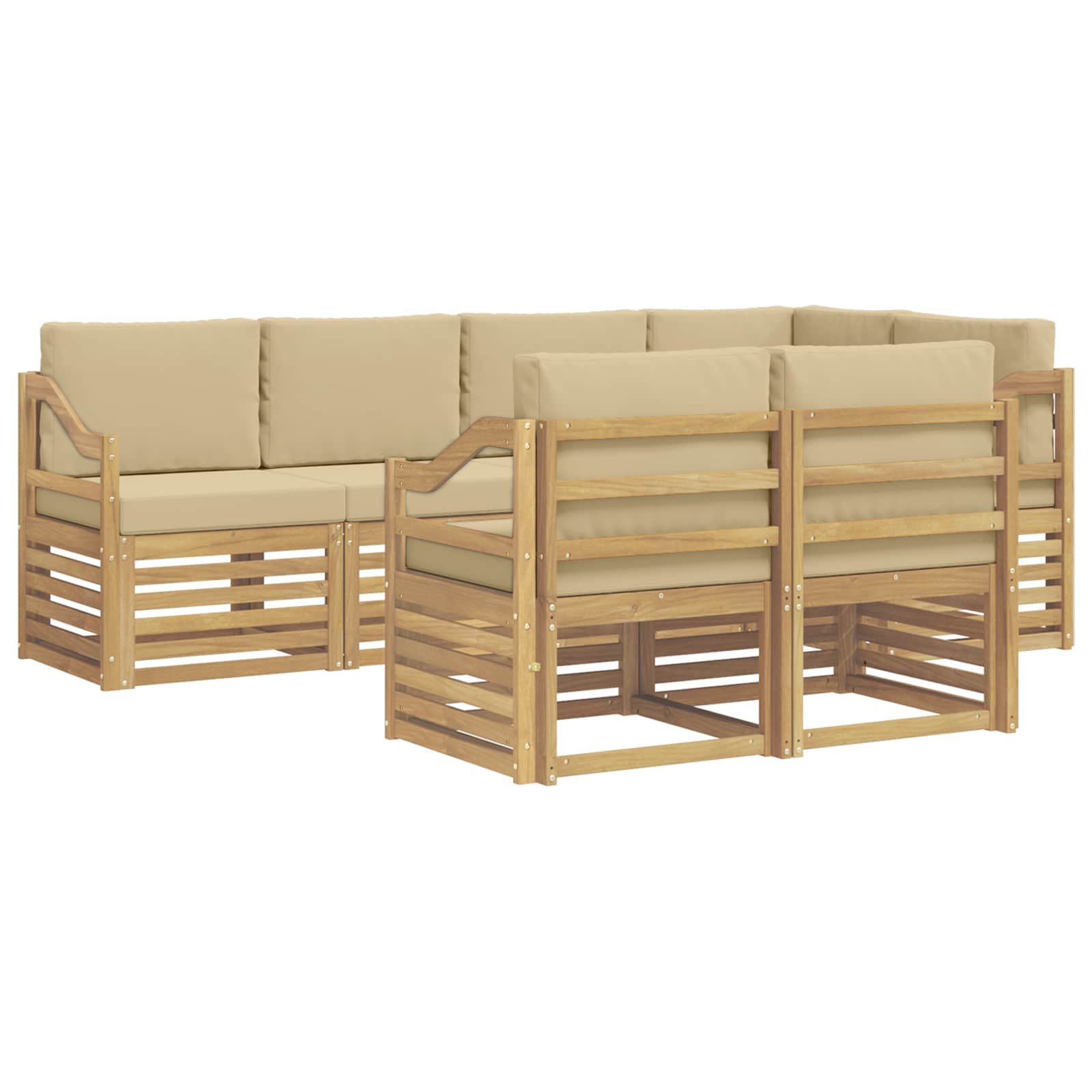 Gartenlounge-Set Outdoor-Sofagarnitur 7 pcs Weiß und Beige 245 x 126,5 x 73 cm
