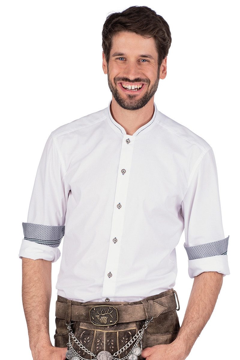 Spieth & Wensky Trachtenhemd Trachtenhemd - BRAMBACH - weiß/nuss, weiß/stahlgrau