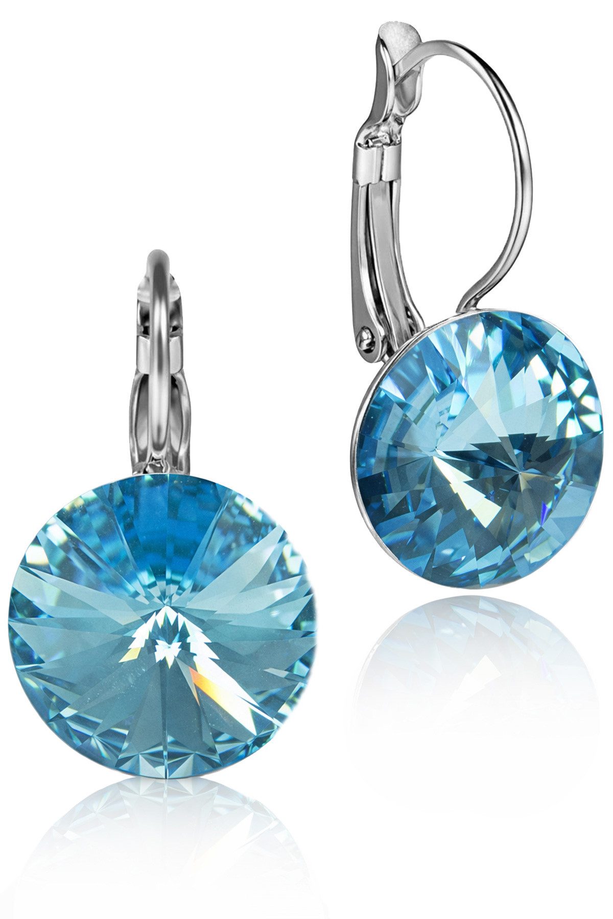 LUISIA® Paar Ohrhänger Silberne Ohrringe "Rivoli" mit 12 mm Kristallen von Swarovski® (2-tlg., inkl. Schmuckbox), Große Farbauswahl