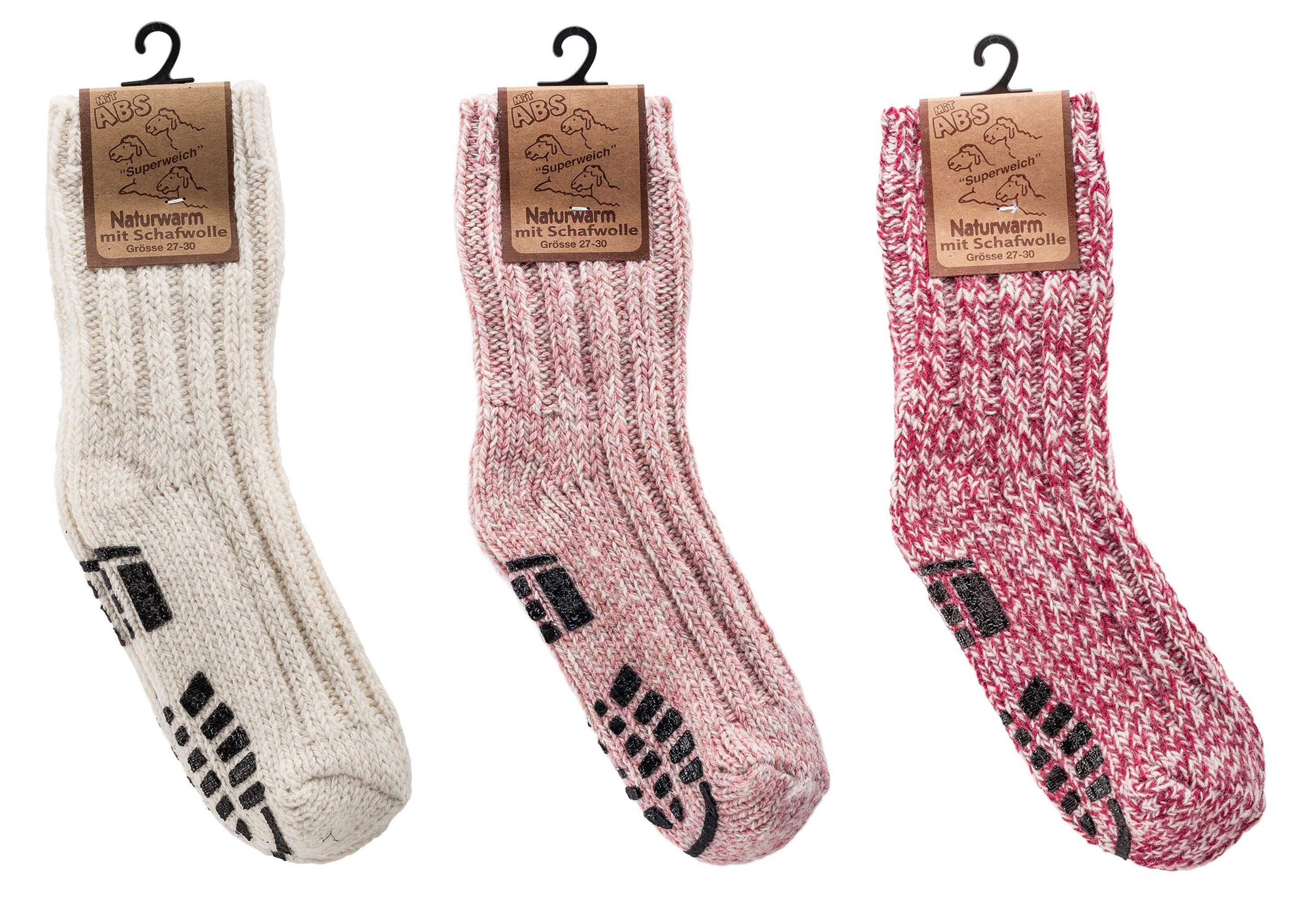 TippTexx 24 ABS-Socken 3 Paar superweiche ABS Norwegersocken Шкарпетки із стопперами für Kinder & Babys