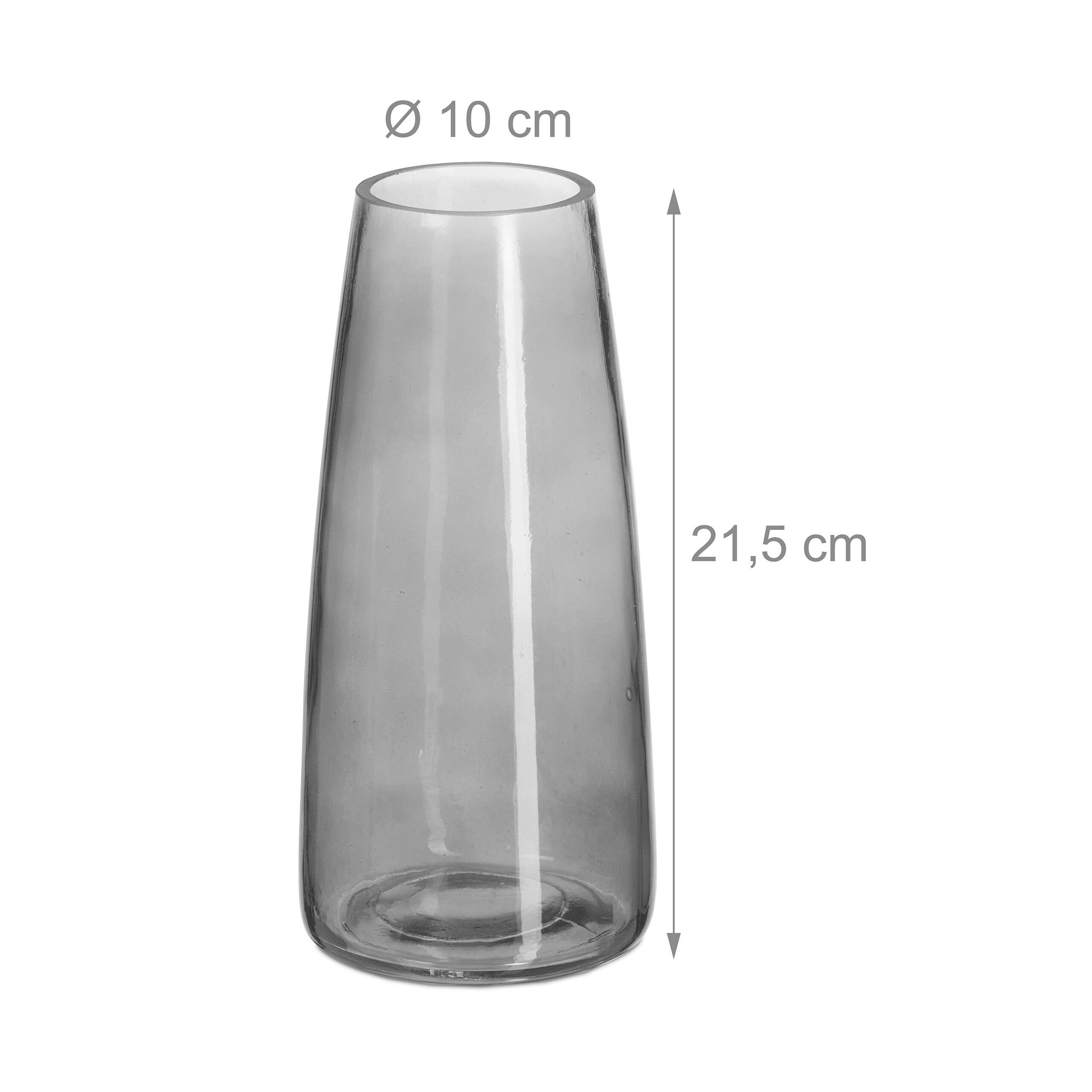 relaxdays Dekovase Vase aus Glas (1 St), grau – Bild 4 von 5