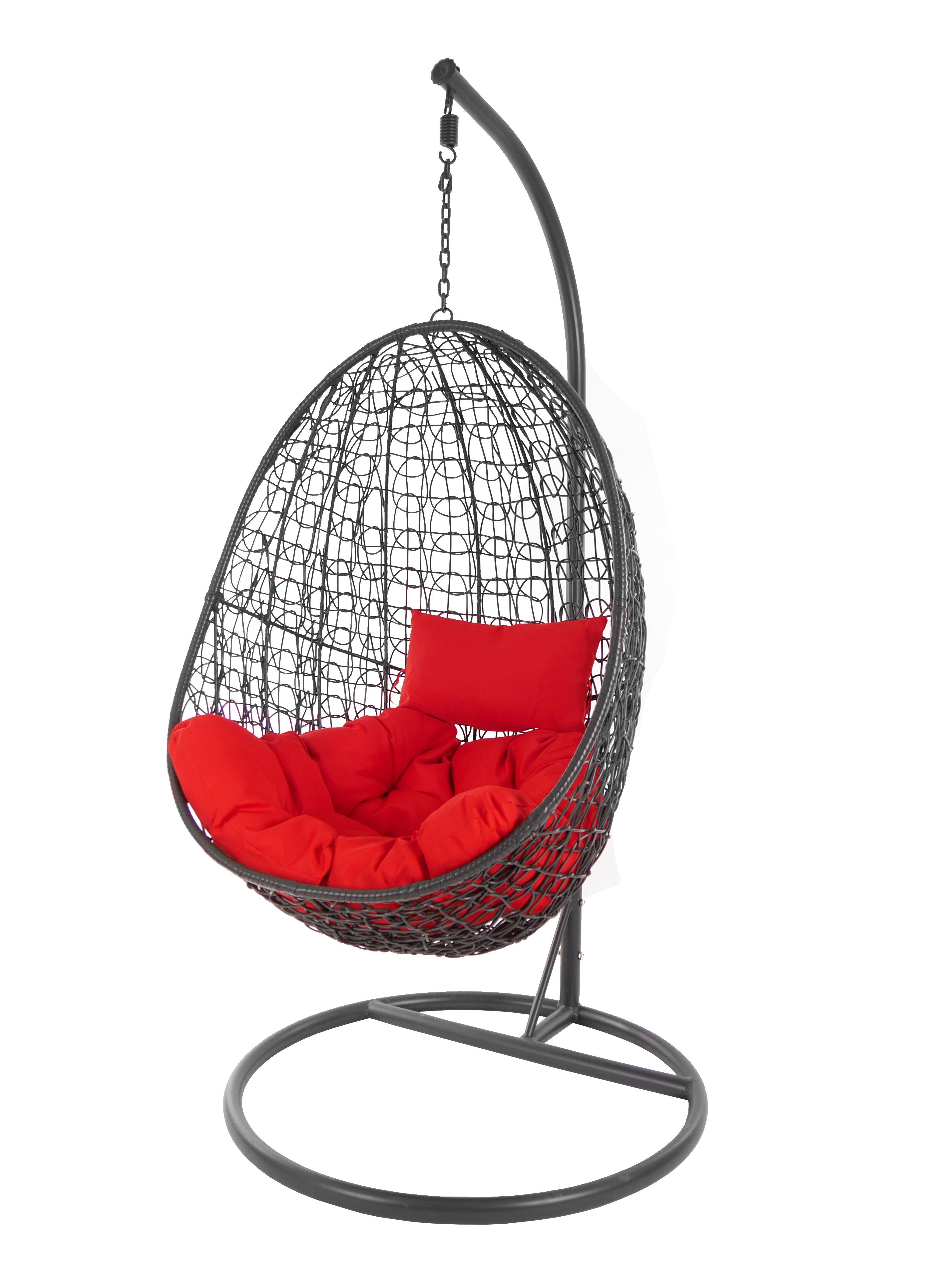 KIDEO Hängesessel Hängesessel Capdepera anthrazit, moderner Swing Chair, Schwebesessel mit Gestell und Kissen, Loungemöbel rot (3050 scarlet)