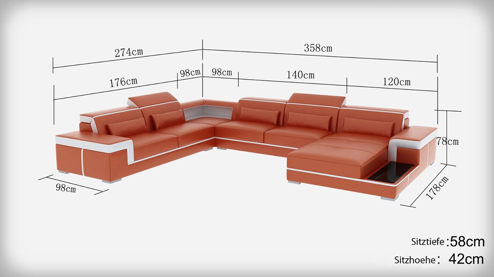 JVmoebel Ecksofa, XXL Leder Sofa Polster Wohn Couch Sitz Ecke Eck Sofas