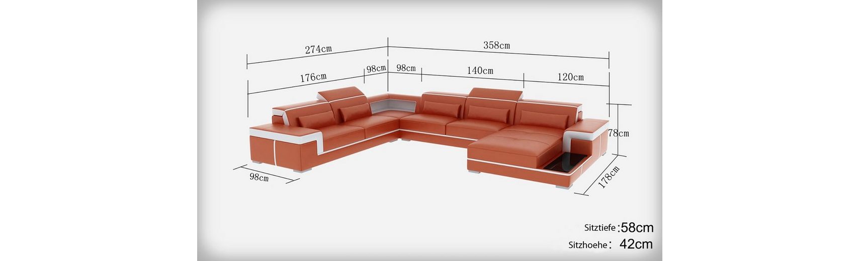 JVmoebel Ecksofa »XXL Leder Sofa Polster Wohn Couch Sitz Ecke Eck Sofas