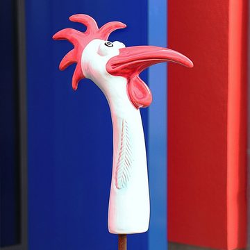 Tangoo Gartenfigur Tangoo Keramik-Vogel Hahn-Hals weiß mit rotem Schnabel, (Stück)