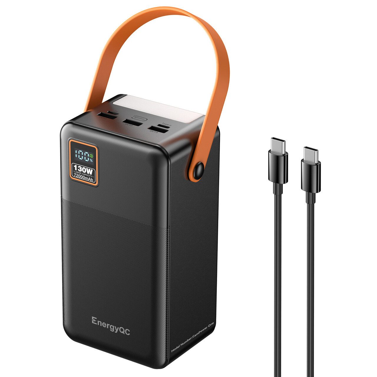 EnergyQC Powerbank 130W 72000mAh USB C Externer Akku Tragbare Powerstation Powerbank
