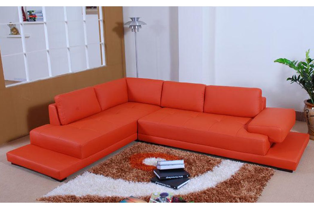 JVmoebel Ecksofa Ecksofa Garnitur, Eck Polster Couch Europe Leder in Sitz Orange Wohnlandschaft Made Sofa