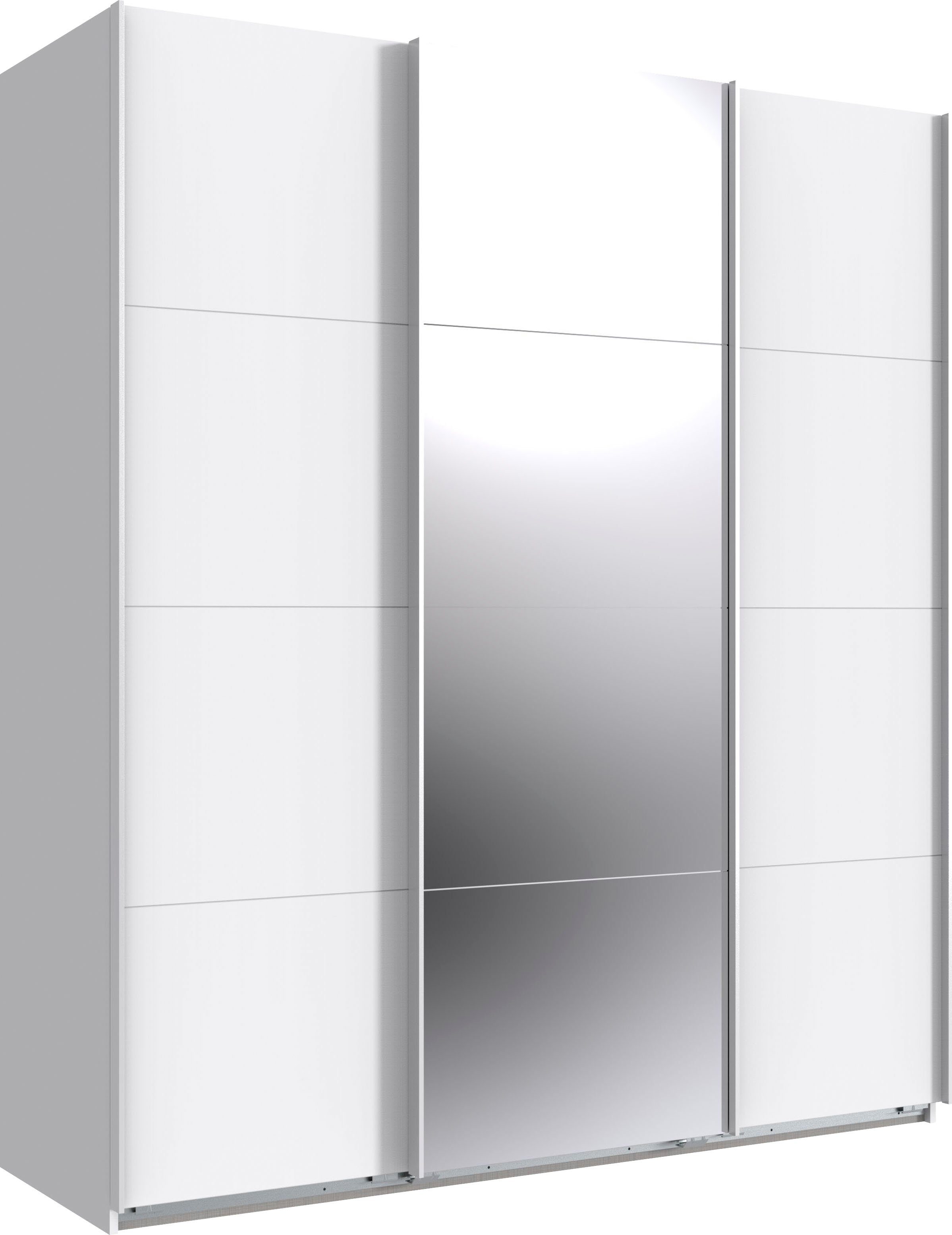 Wimex Schwebetürenschrank Norderstedt INKLUSIVE 2 Stoffboxen und 2 zusätzliche Einlegeböden Weiß/ Spiegel | Weiß | Schwebetürenschränke