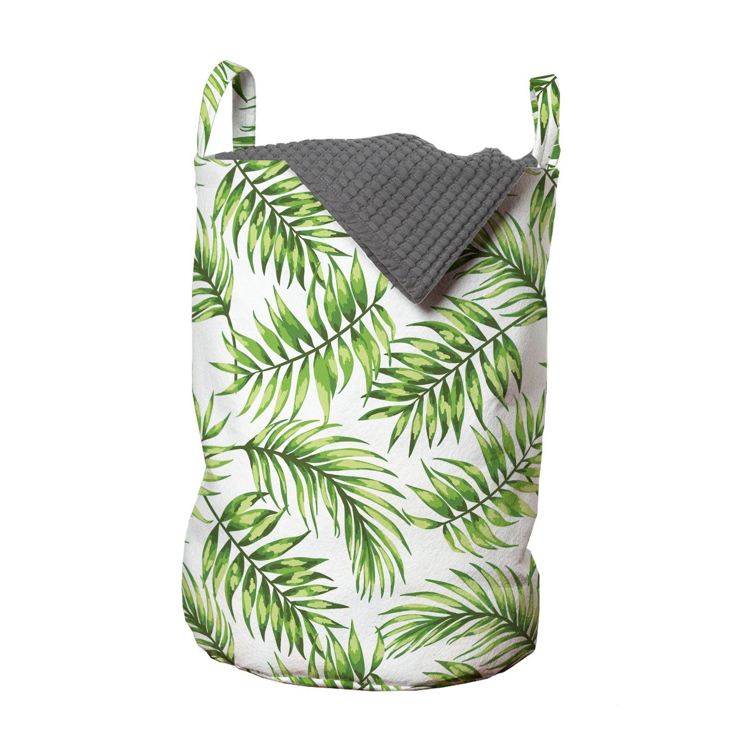 Abakuhaus Wäschesäckchen Wäschekorb mit Griffen Kordelzugverschluss für Waschsalons, Palmblatt Exotische Baum Hawaiian