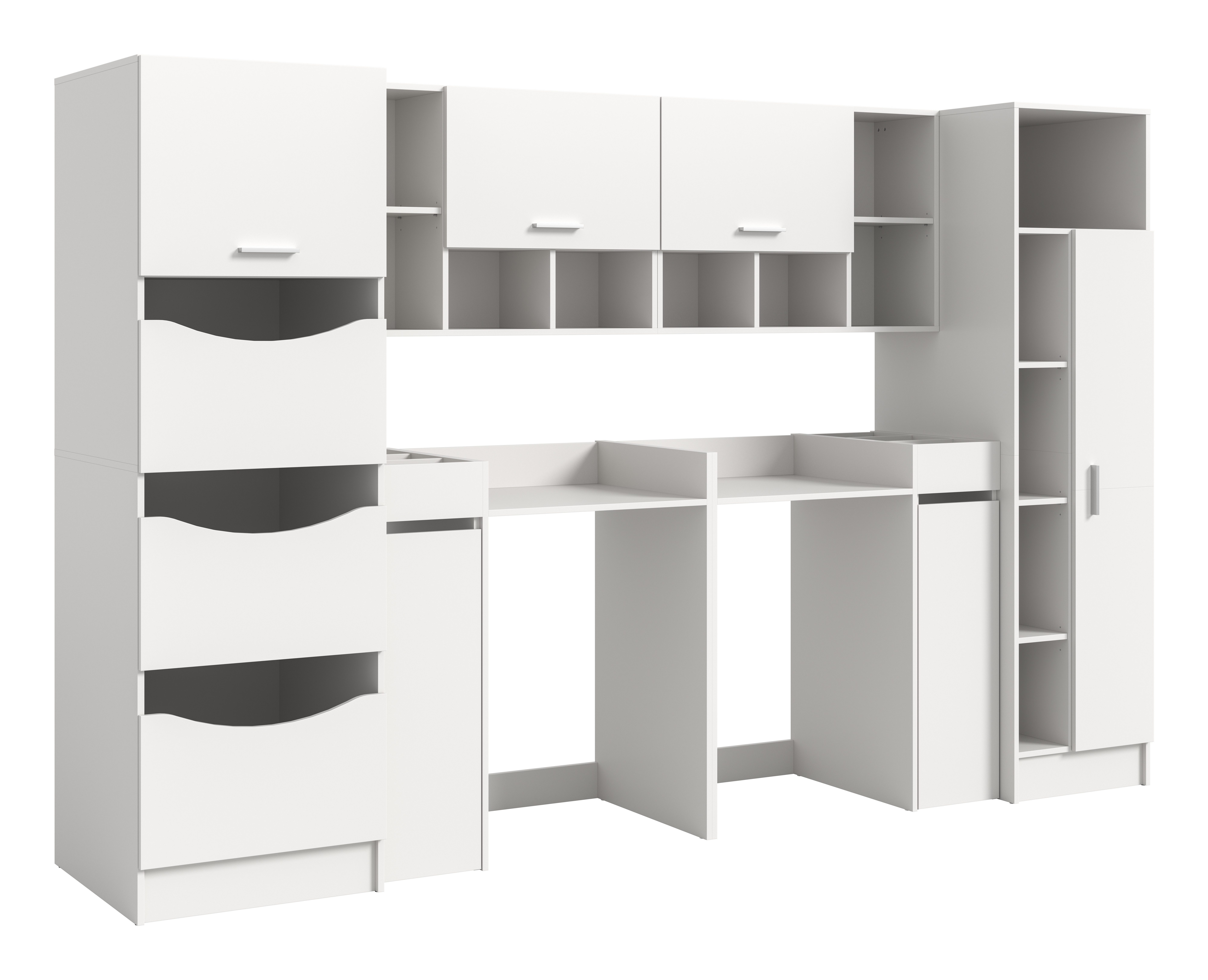 furnling Badmöbel-Set Fira, (8-St., Anstellregal, Hängeschrank, Wäscheschrank, Umbauschrank, Schrank), Waschmaschinenumbau-Set, Organizer, Umbauschrank, Breite 300 cm