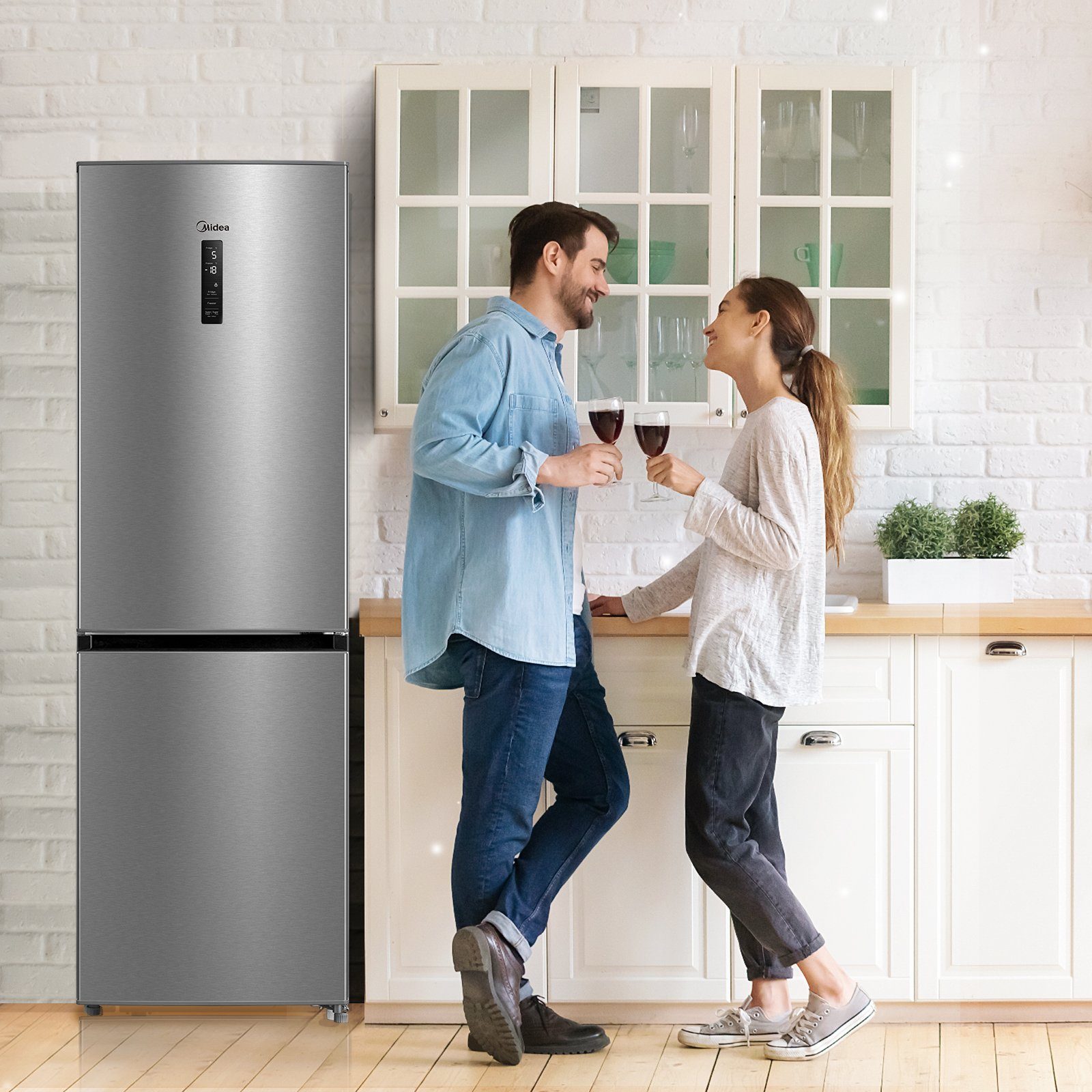 Combinație frigider/congelator Midea MERB345MGC02, 185 cm înălțime, 59,5 cm lățime