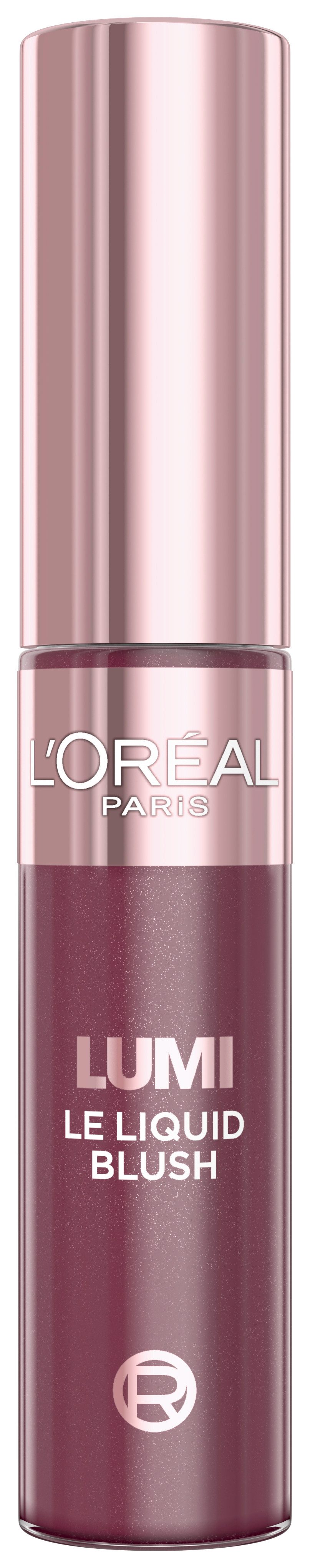 L'ORÉAL PARIS Rouge LUMI LE LIQUID BLUSH GLOWY, flüssige Textur, schimmernde und intensive Farbe, glänzendes Finish
