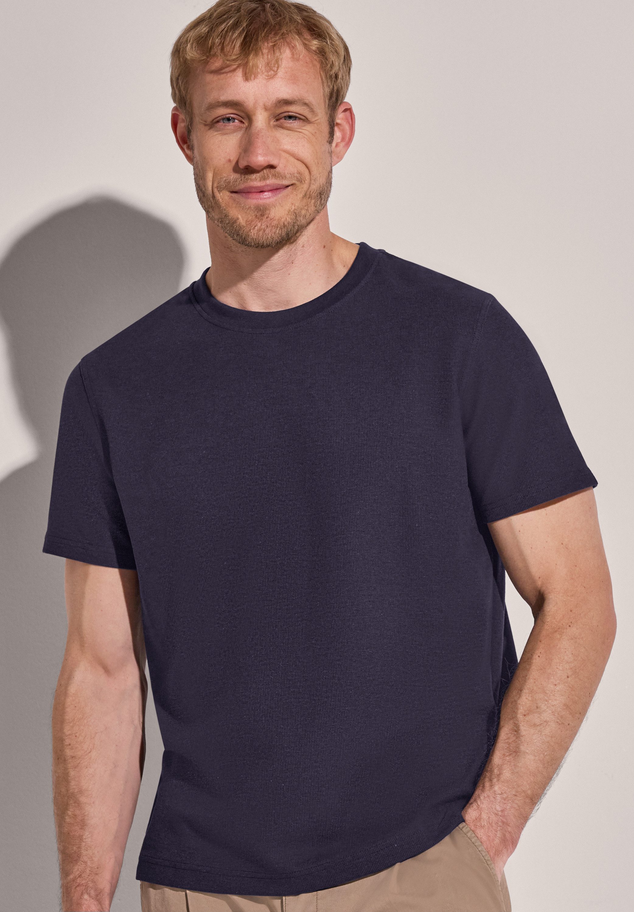 STREET ONE MEN Langarmshirt im soften Baumwoll-Mix