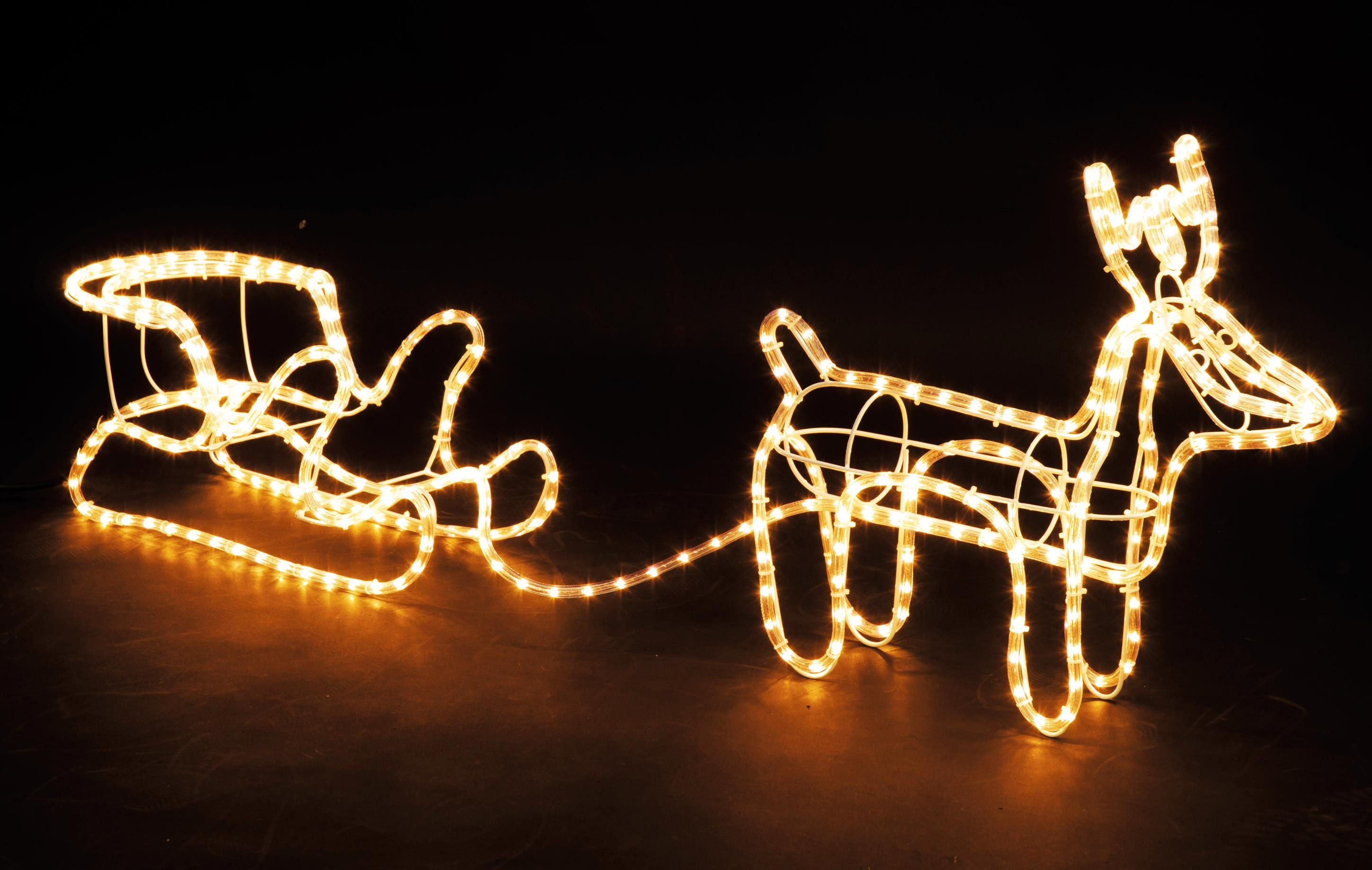 matrasa LED Dekofigur Rentier mit Schlitten Weihnachtsbeleuchtung IP44 Hirsch, Leuchtmittel fest integriert, Warmweiß, 324 Lichter, innen & außen