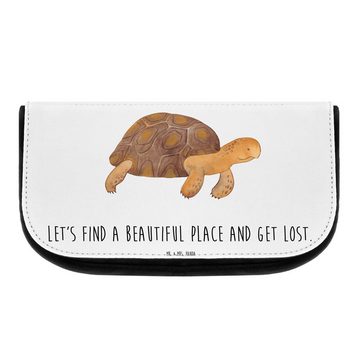 Mr. & Mrs. Panda Kosmetiktasche Schildkröte Marschieren - Weiß - Geschenk, Schminktasche, Meerestiere (1-tlg), Liebevolle Motive
