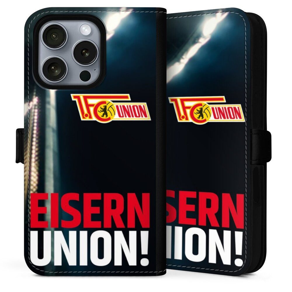 DeinDesign Handyhülle Fanartikel 1. FC Union Berlin Fußball Eisern Union Typo, Apple iPhone 16 Pro Max Hülle Handy Flip Case Wallet Cover
