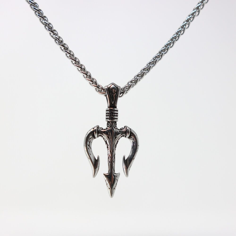 Kette mit Anhänger Lederkette Edelstahlkette 316L DREIZACK