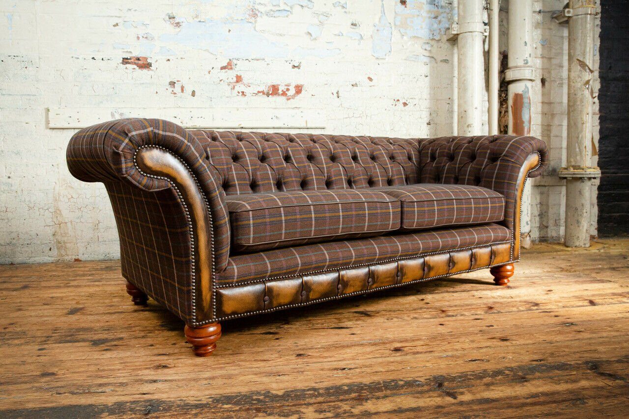 Sofa 225 Chesterfield Sofa Design Sitzer Couch Chesterfield-Sofa, 3 cm JVmoebel