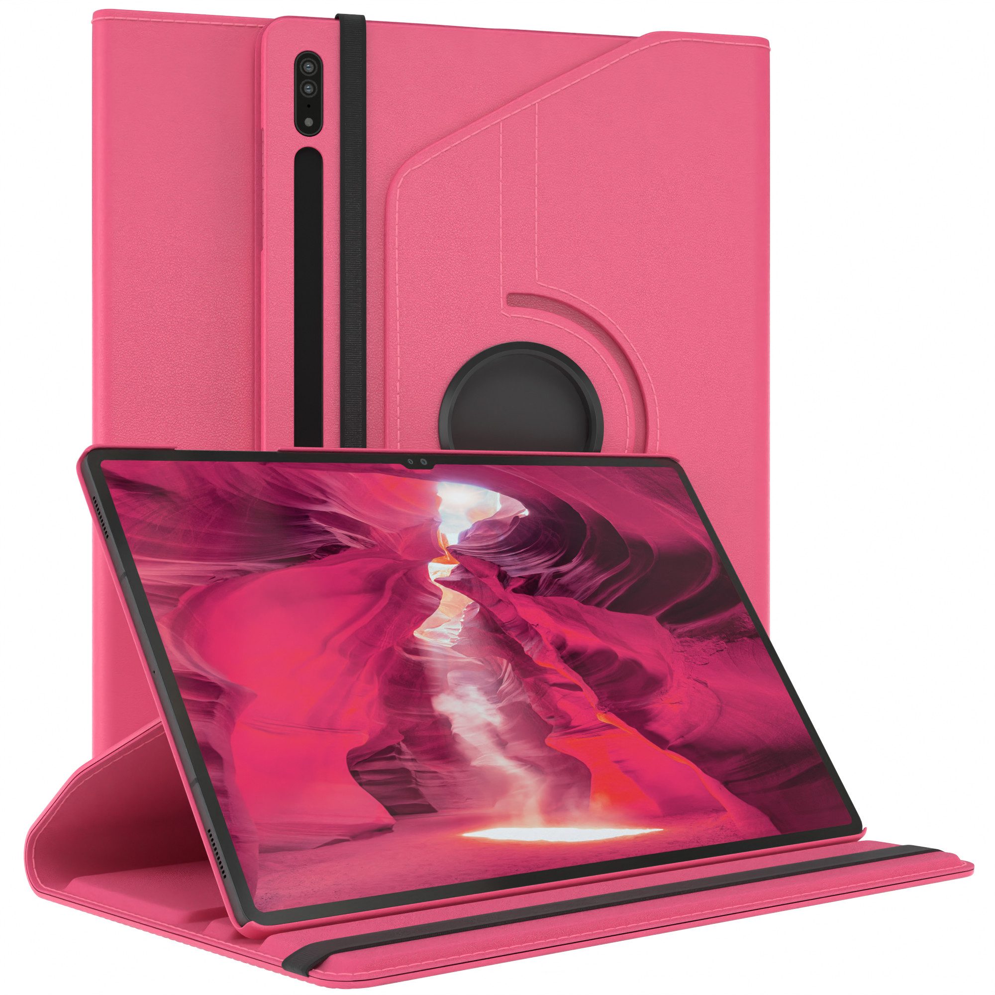 EAZY CASE Tablet-Hülle Rotation Case für Samsung Galaxy Tab S8 Ultra 14,6 Zoll, Klapphülle zum Aufstellen Rundum Hülle Book Tablet Slim Klappcase Pink