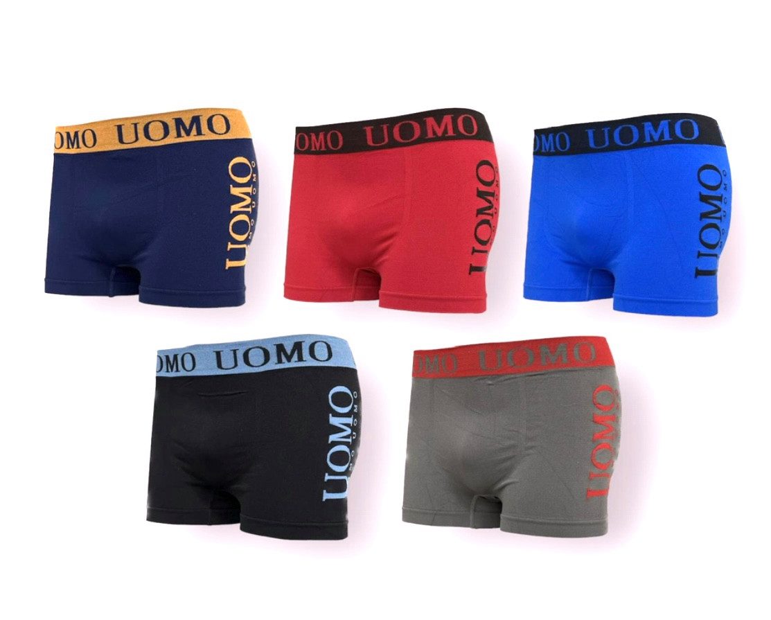 Sonderpostendiscount Boxershorts UOMO Herren Boxershorts 5er Pack Farbmix Microfaser HX01 Atmungsaktiv