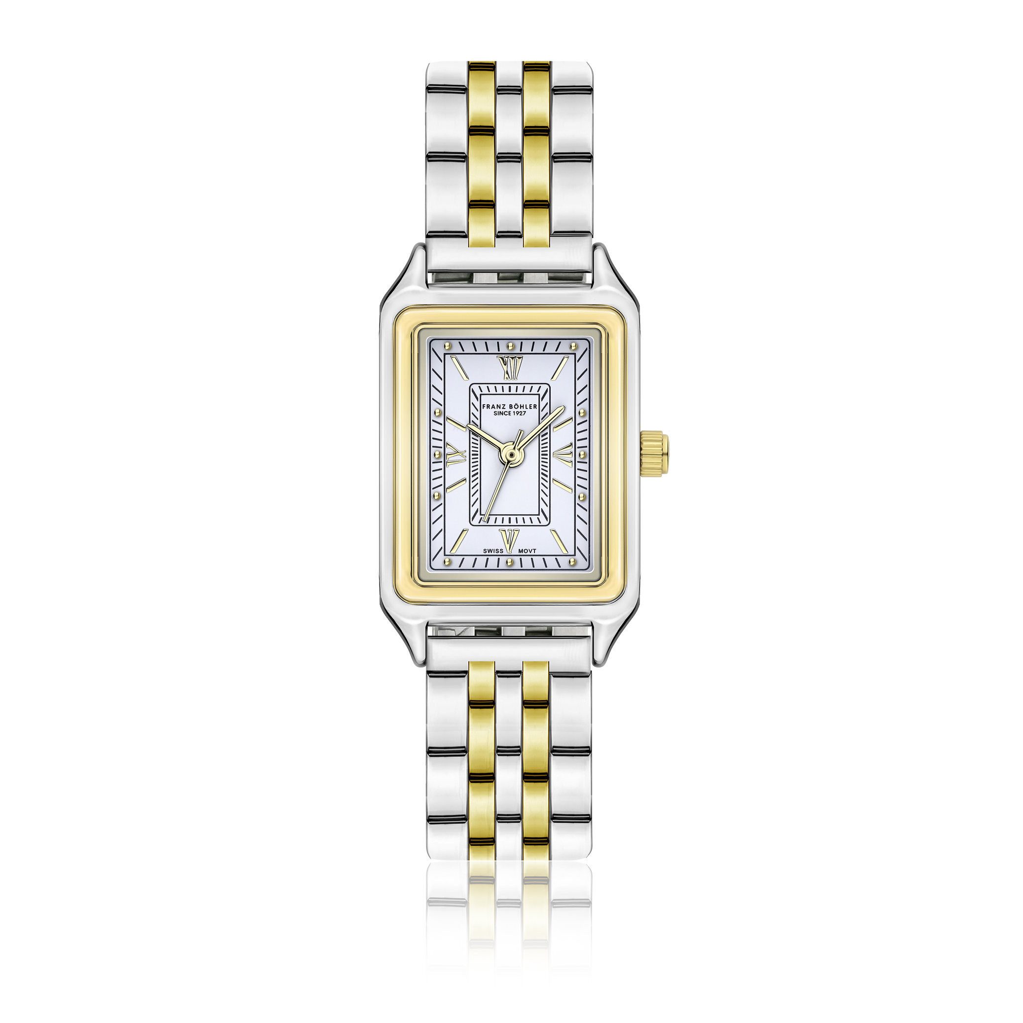 FRANZ BÖHLER Quarzuhr BC7-B294S Lej Nair Silber- und Gold-Glied