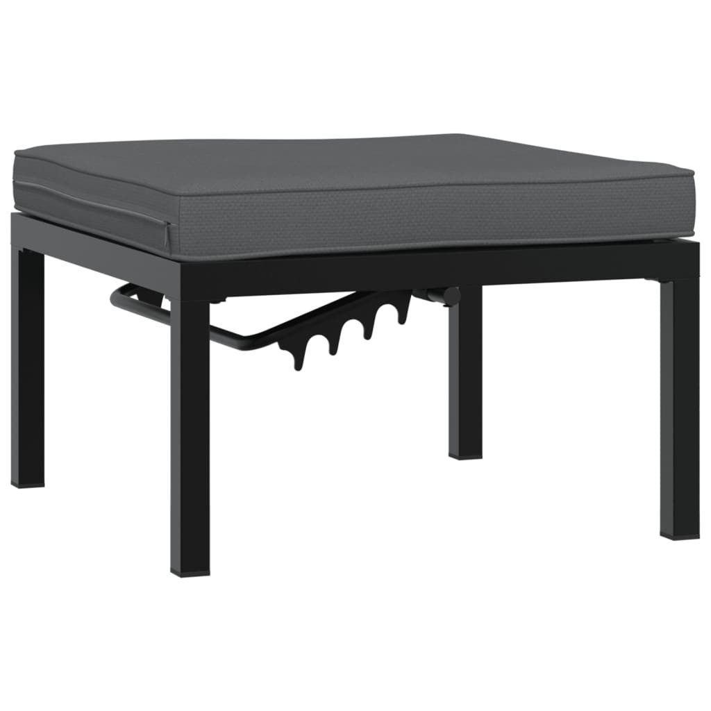 vidaXL Hocker Gartenhocker mit Kissen Schwarz Aluminium (1 St)