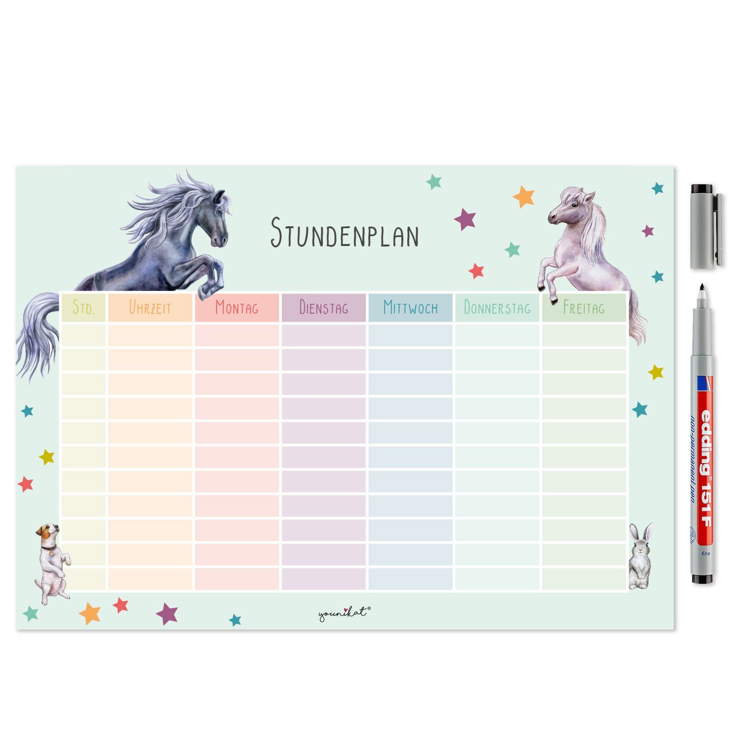 younikat Schülerkalender Stundenpläne in pastell Motiven, Selbstklebend